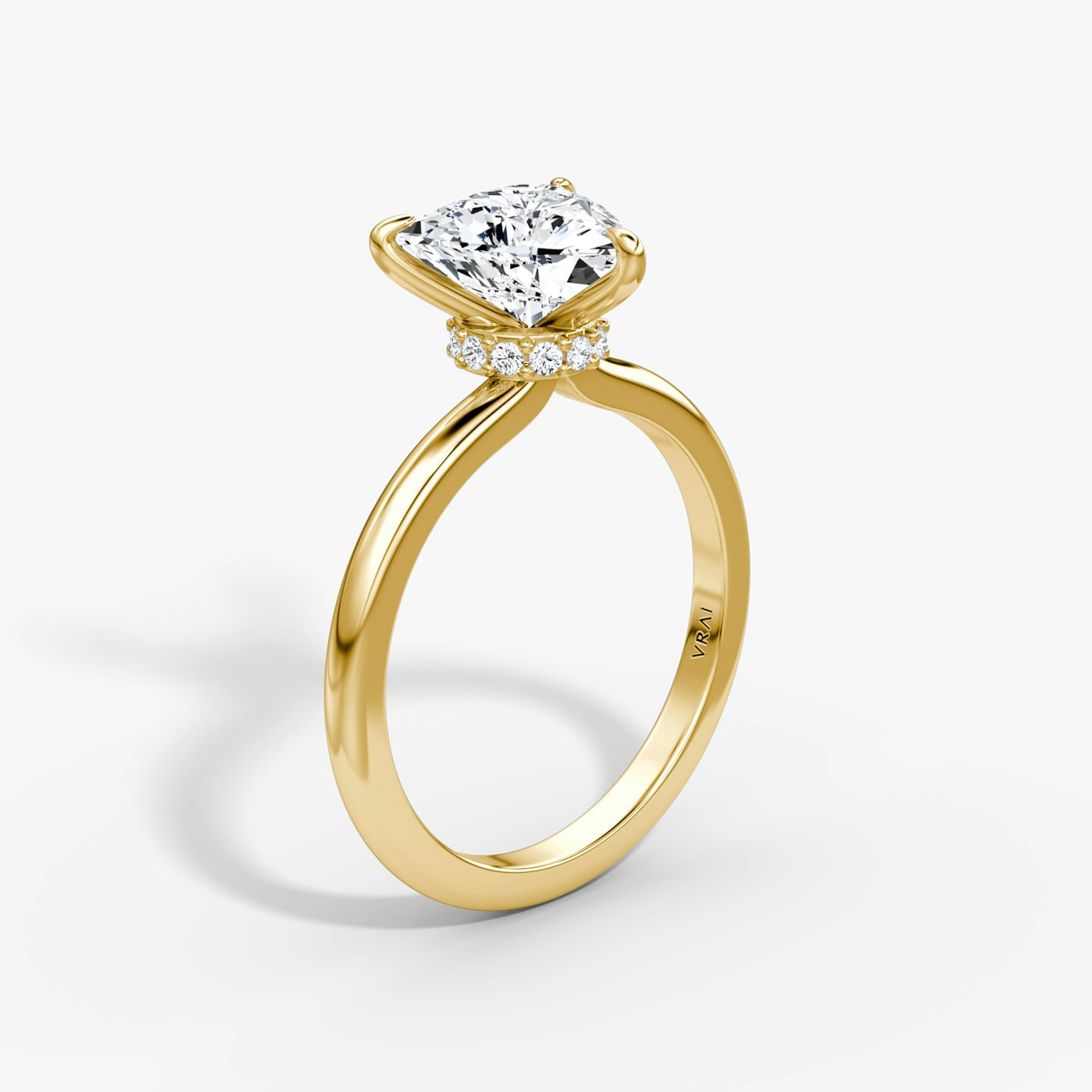 The Veiled Halo | Trillion | 18k | 18k Yellow Gold | Band: Plain | Diamond orientation: vertical | Carat weight: See full inventory