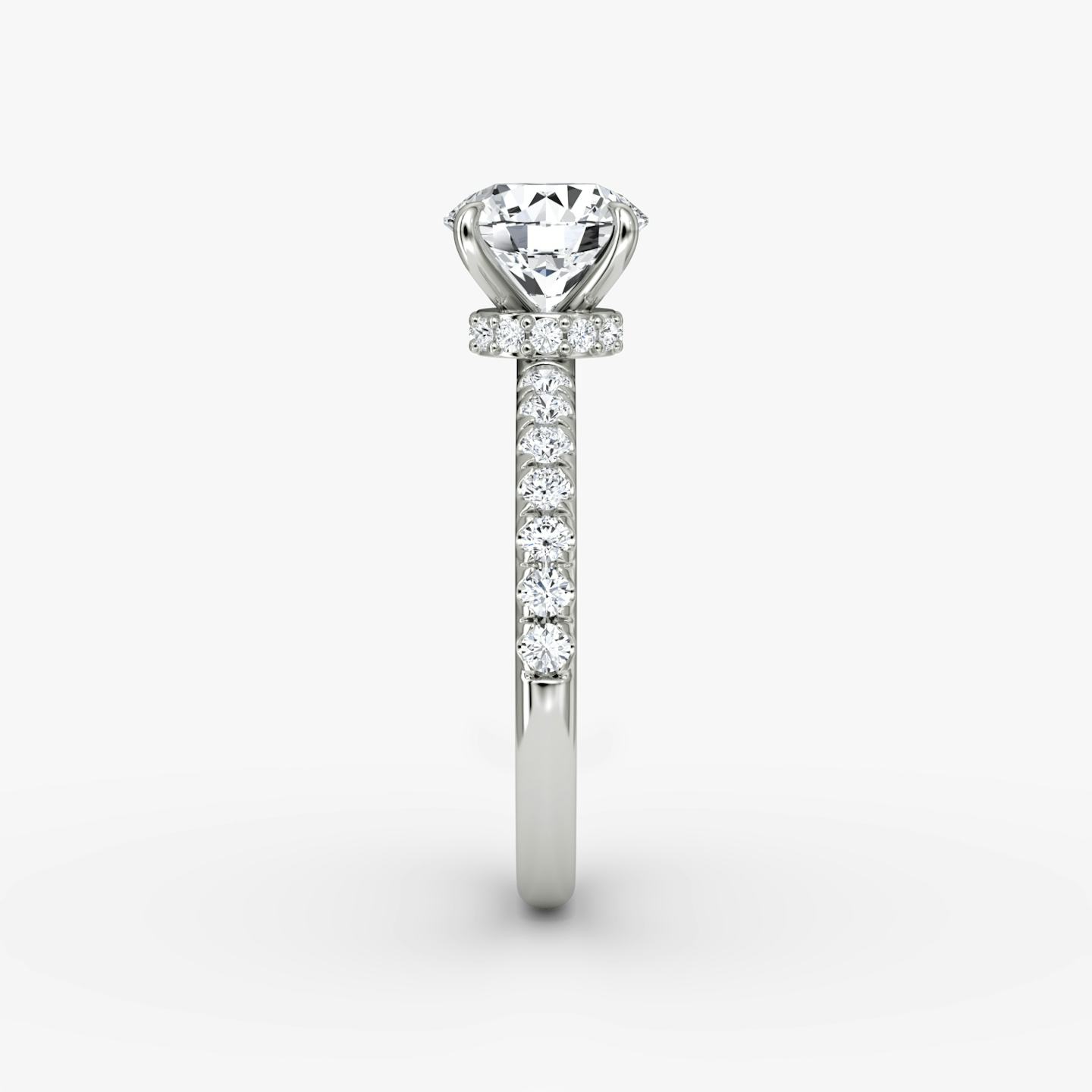 The Veiled Halo | Round Brilliant | 18k | 18k White Gold | Band: Pavé | Carat weight: See full inventory | Diamond orientation: vertical