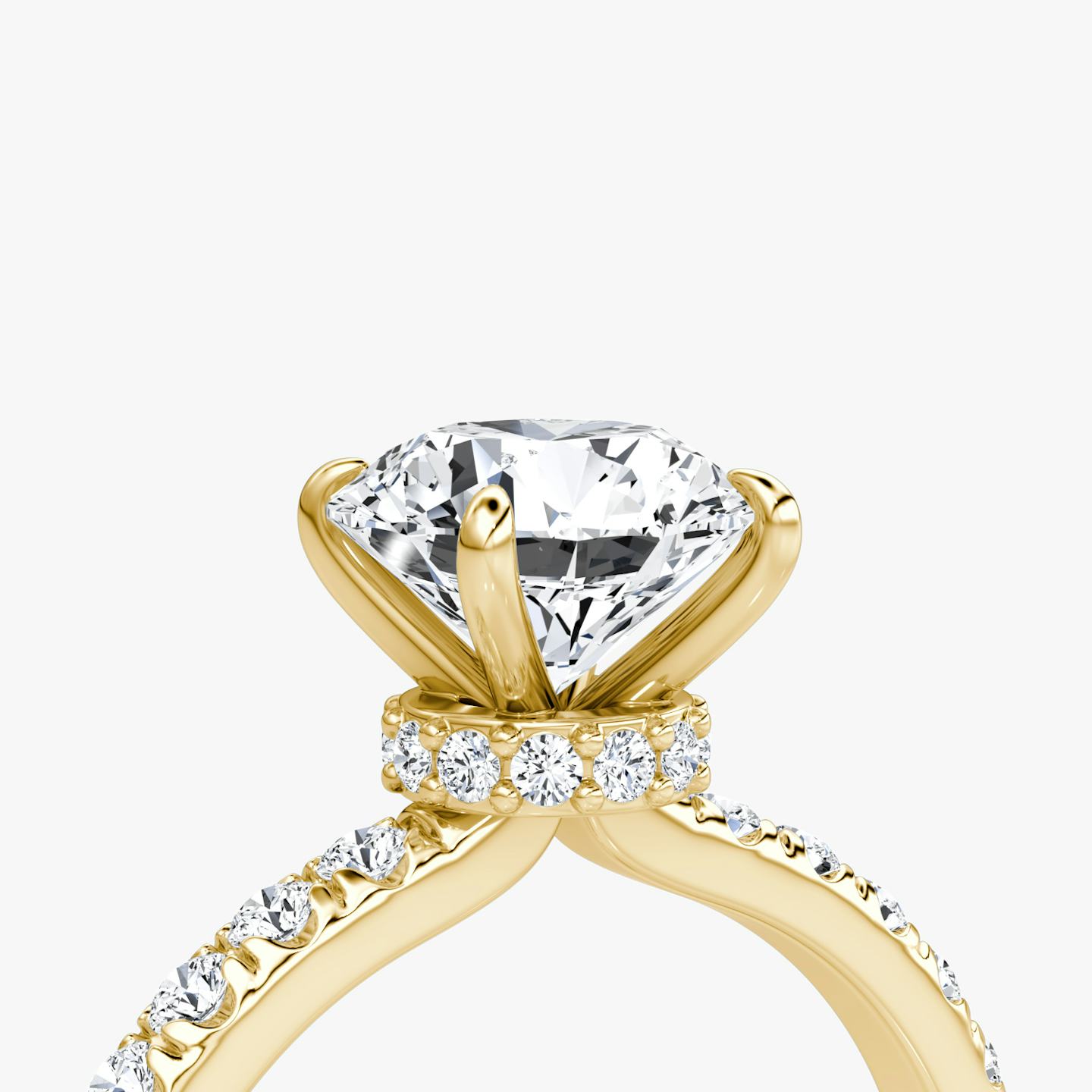 The Veiled Halo | Round Brilliant | 18k | 18k Yellow Gold | Band: Pavé | Carat weight: See full inventory | Diamond orientation: vertical