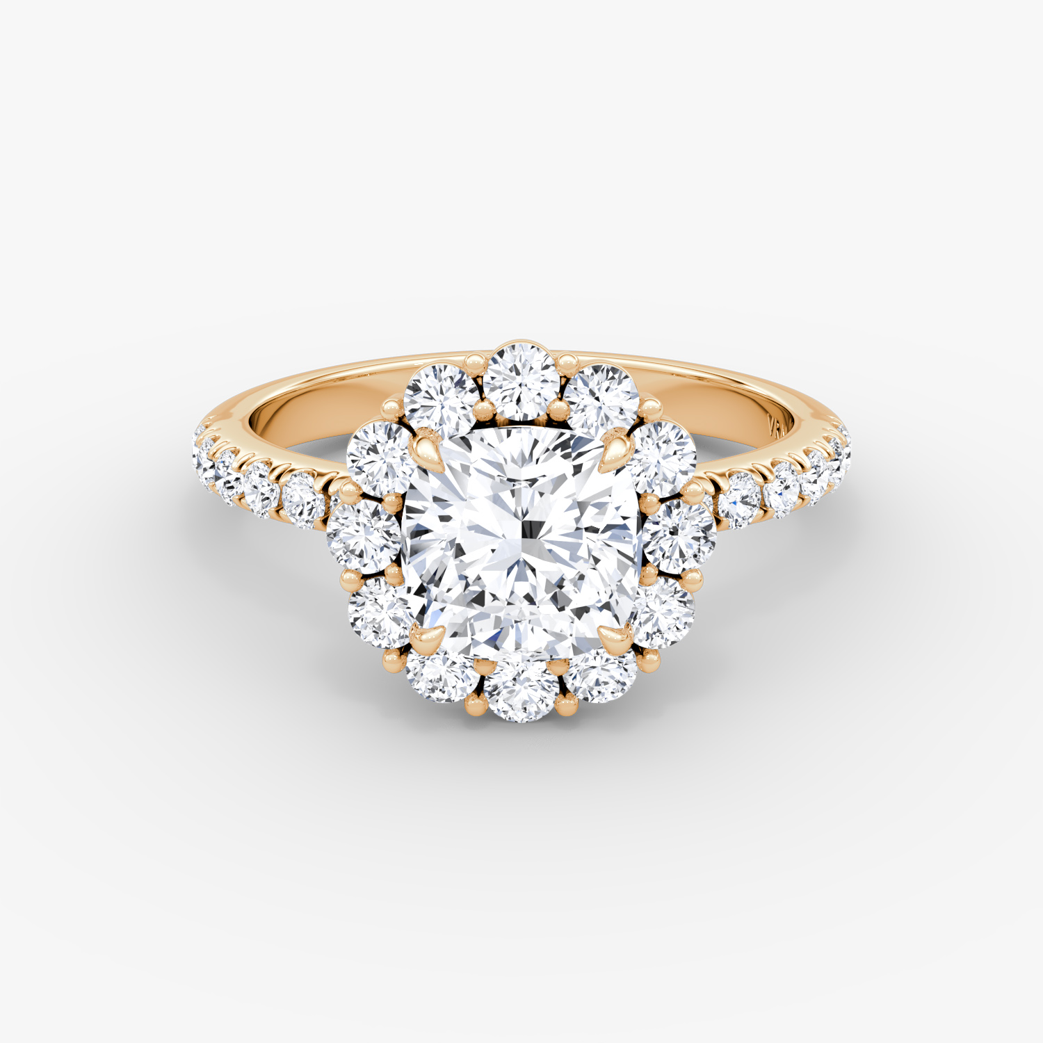 Signature Floral Halo Cushion Engagement Ring | 14k Rose Gold