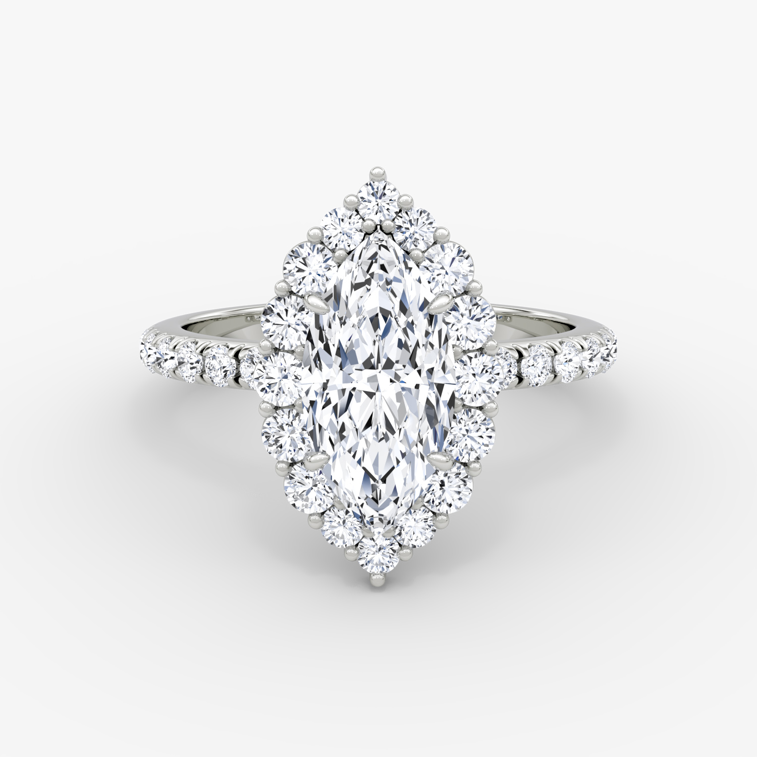 Signature Floral Halo Marquise Engagement Ring | 18k White Gold