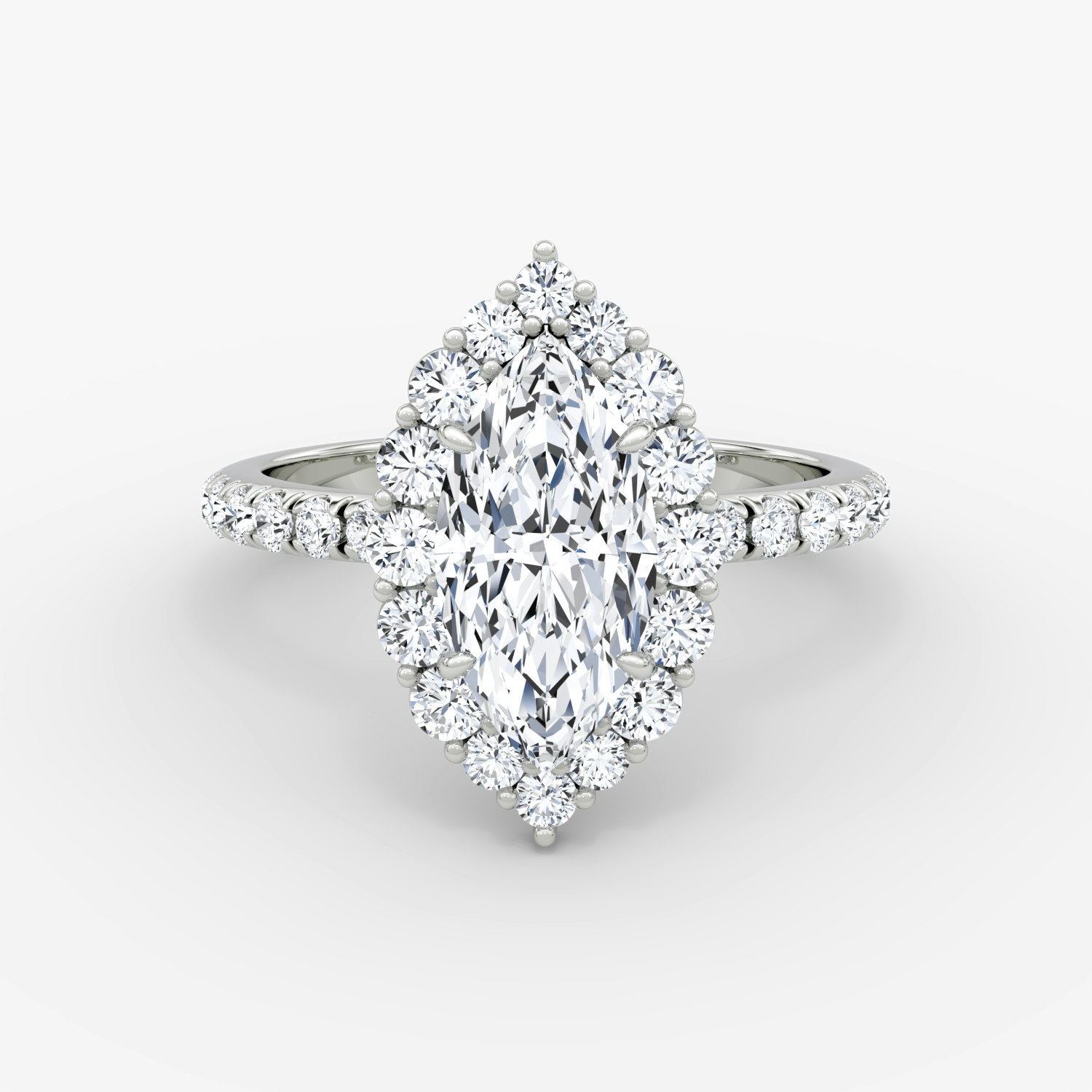 Signature Floral Halo Marquise Engagement Ring | 18k White Gold