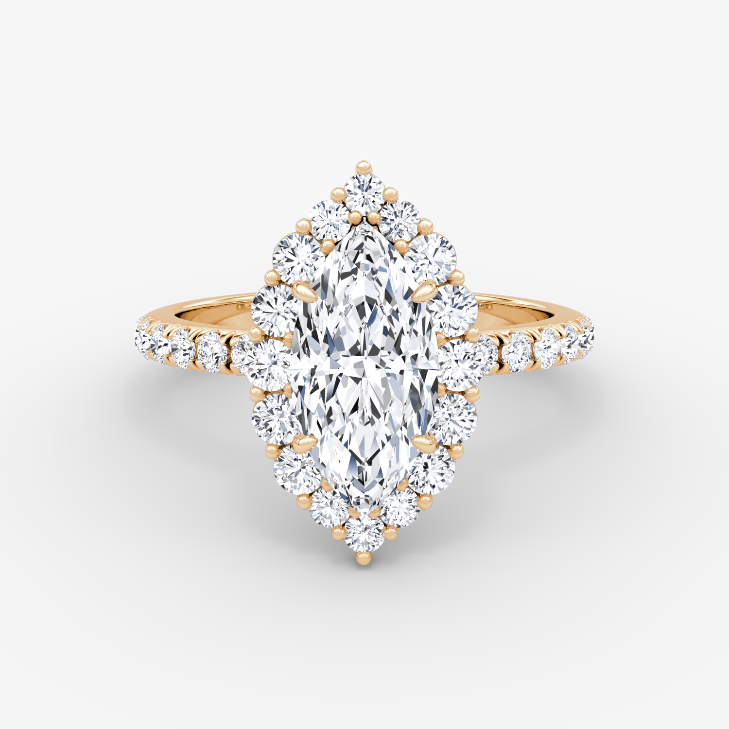 Signature Floral Halo Marquise Engagement Ring | 14k Rose Gold