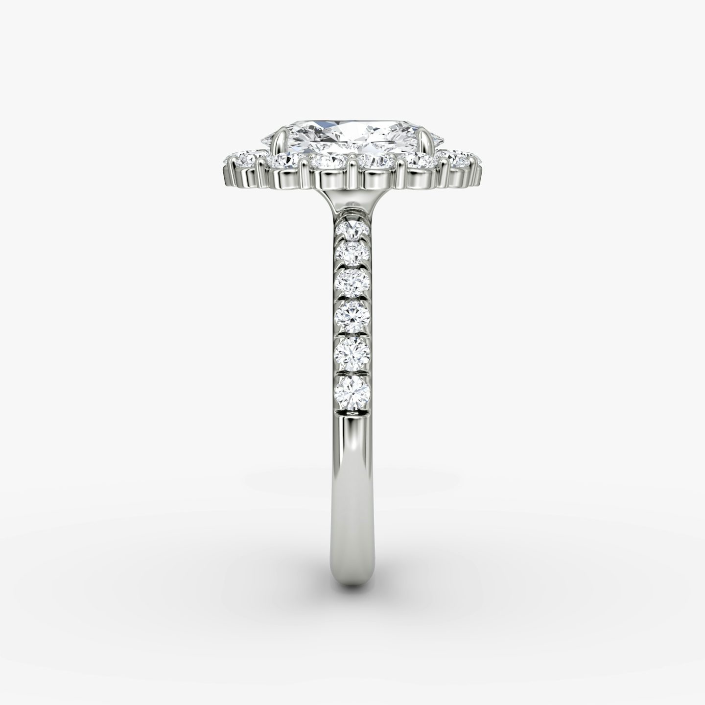 The Signature Floral Halo | Oval | Platinum | Band: Pavé | Diamond orientation: vertical | Carat weight: See full inventory