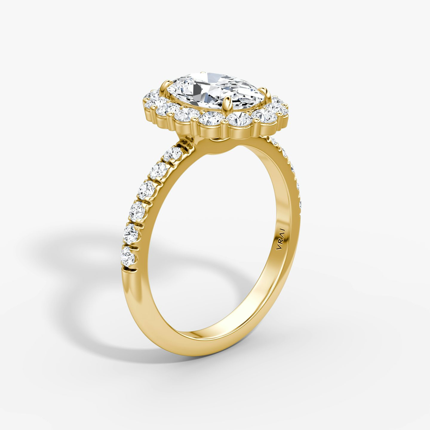 The Signature Floral Halo | Oval | 18k | 18k Yellow Gold | Band: Pavé | Diamond orientation: vertical | Carat weight: See full inventory