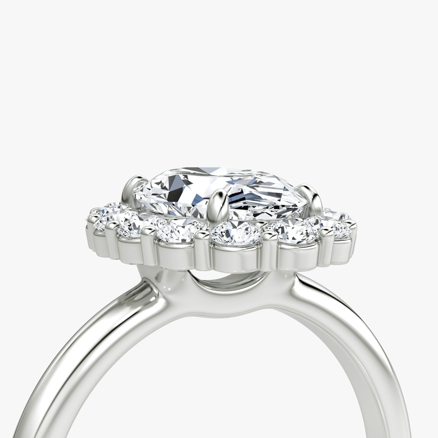 The Signature Floral Halo | Oval | Platinum | Band: Plain | Diamond orientation: vertical | Carat weight: See full inventory