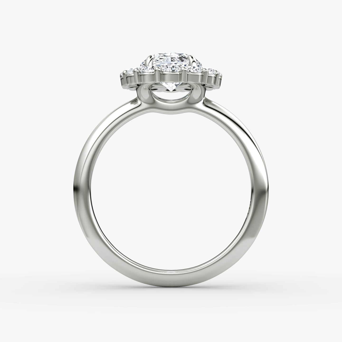 The Signature Floral Halo | Oval | Platinum | Band: Plain | Diamond orientation: vertical | Carat weight: See full inventory