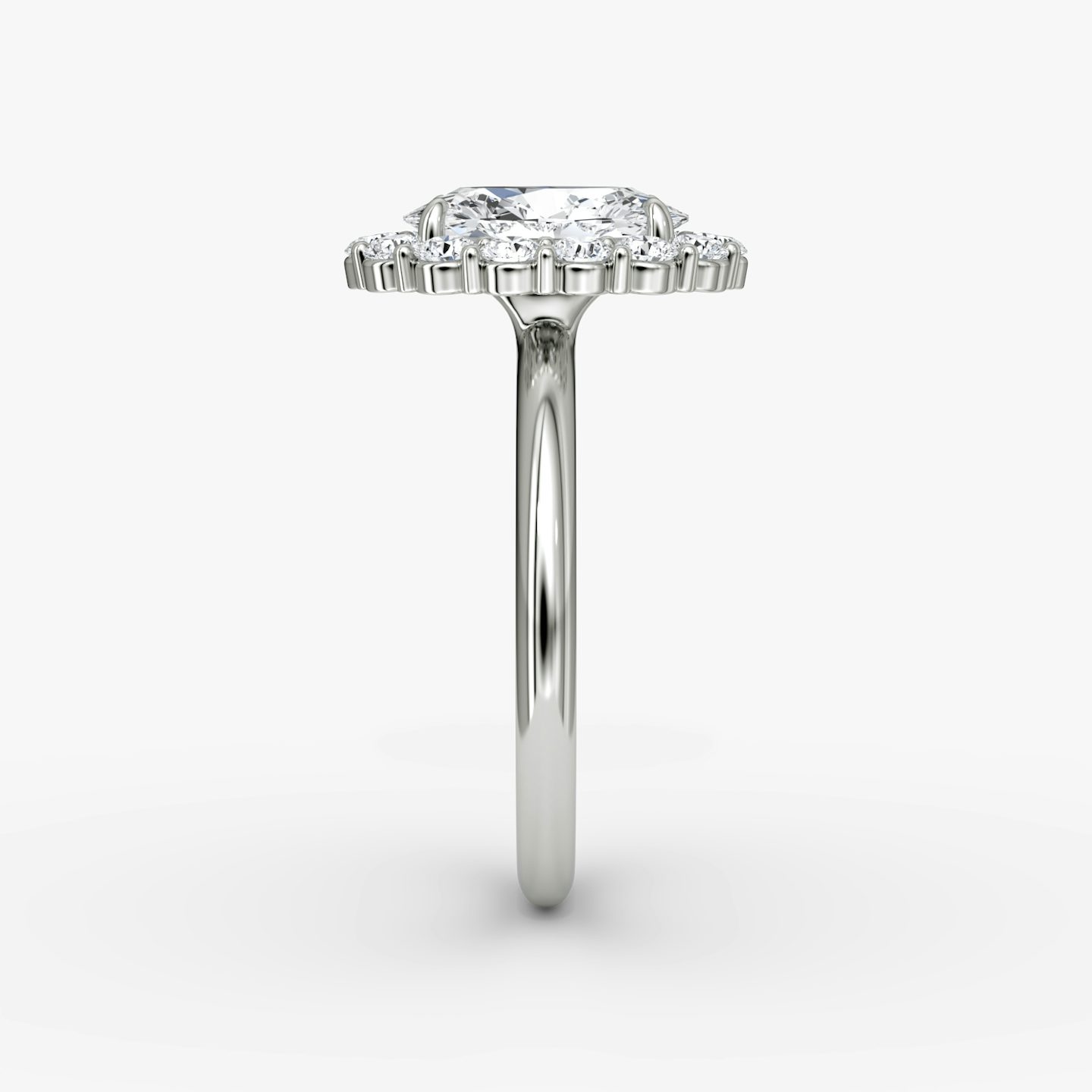 The Signature Floral Halo | Oval | 18k | 18k White Gold | Band: Plain | Diamond orientation: vertical | Carat weight: See full inventory