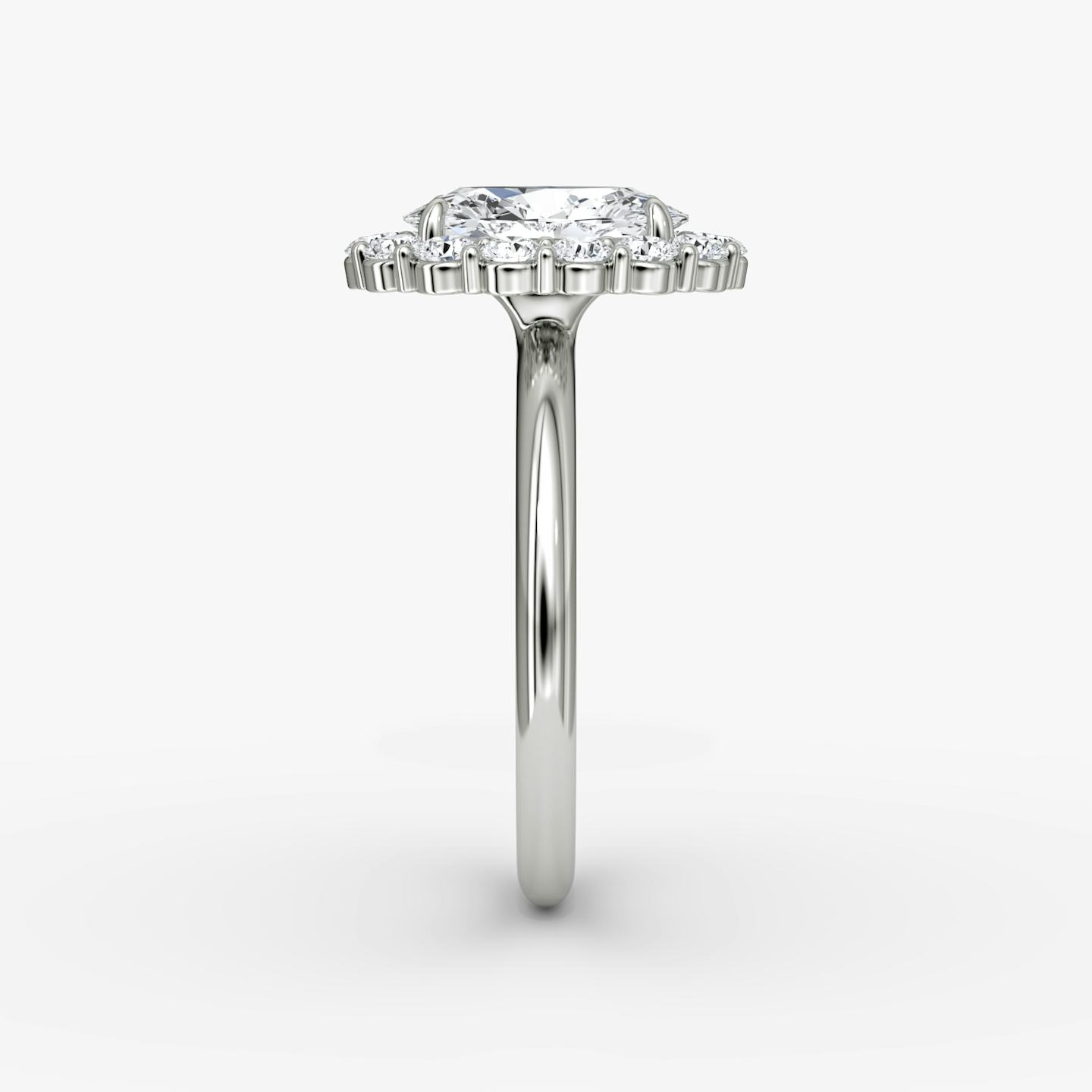 The Signature Floral Halo | Oval | 18k | 18k White Gold | Band: Plain | Diamond orientation: vertical | Carat weight: See full inventory