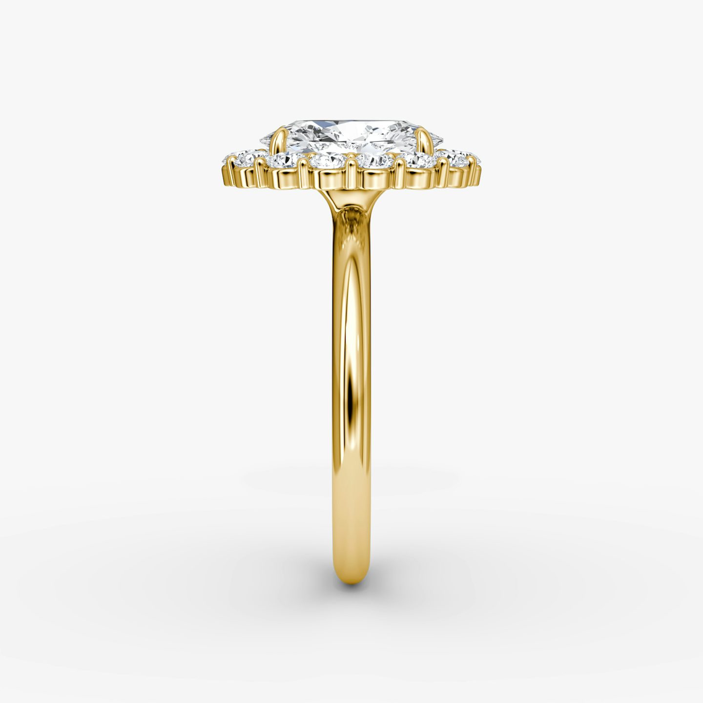 The Signature Floral Halo | Oval | 18k | 18k Yellow Gold | Band: Plain | Diamond orientation: vertical | Carat weight: See full inventory