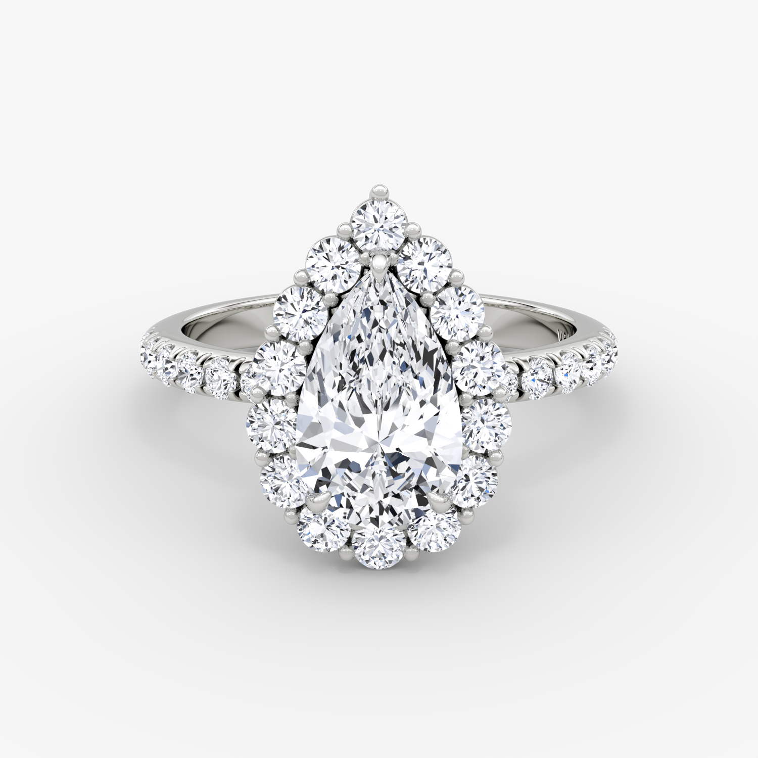 Signature Floral Halo Pear Engagement Ring | 18k White Gold