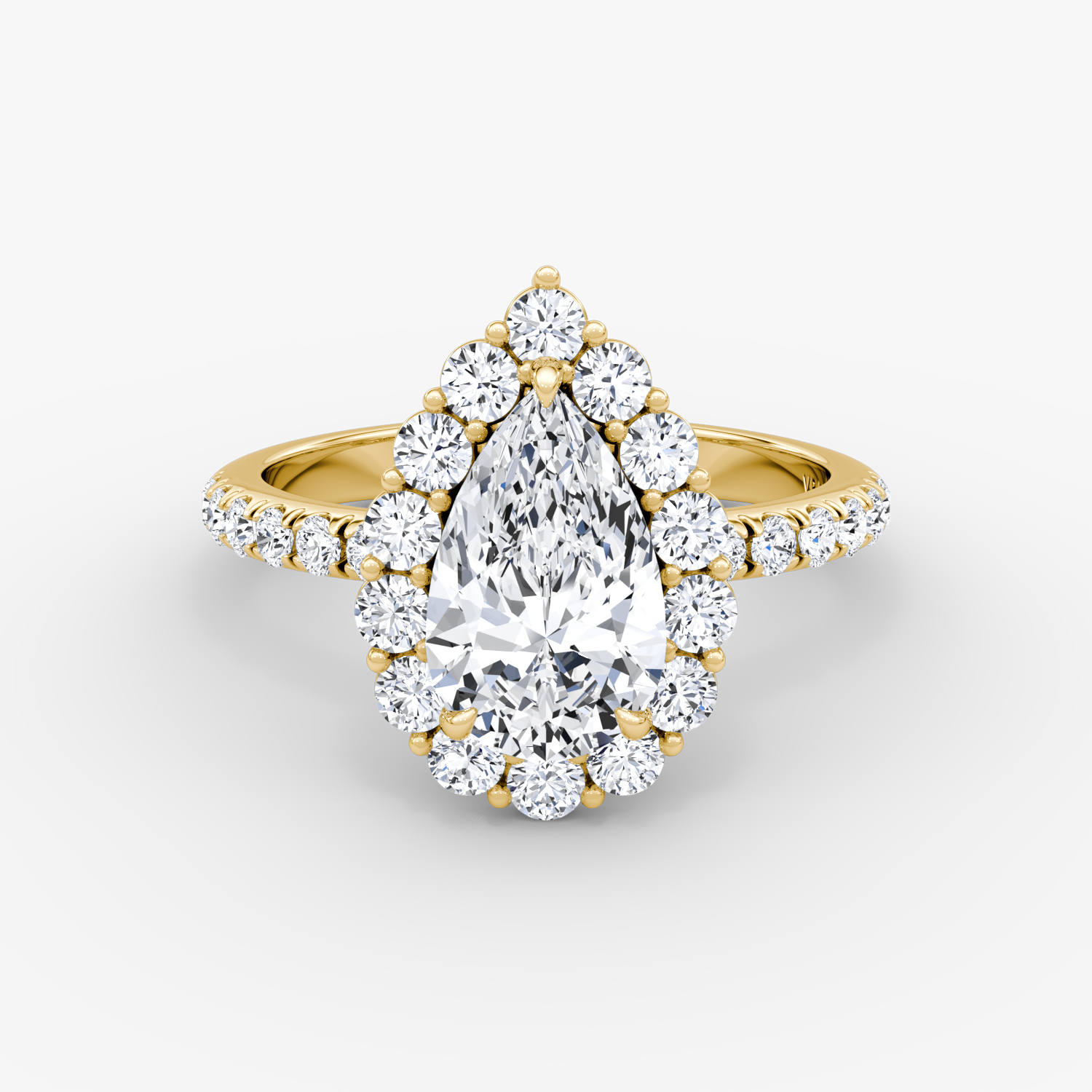 Signature Floral Halo Pear Engagement Ring | 18k Yellow Gold
