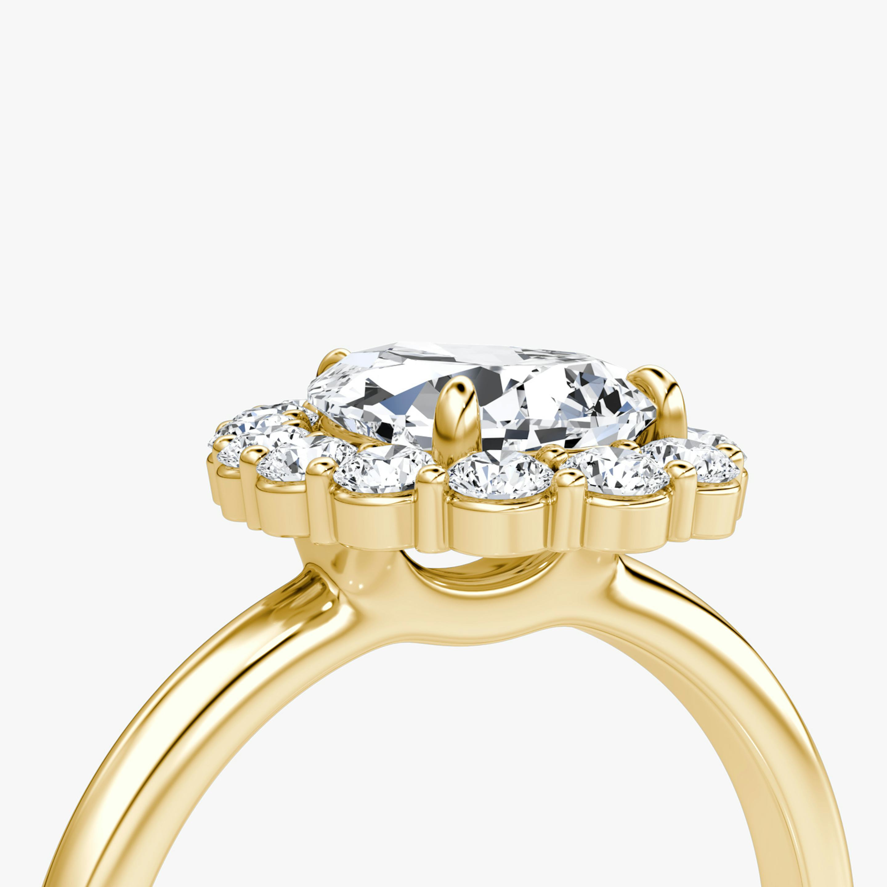 The Signature Floral Halo | Pear | 18k | 18k Yellow Gold | Band: Plain | Diamond orientation: vertical | Carat weight: See full inventory