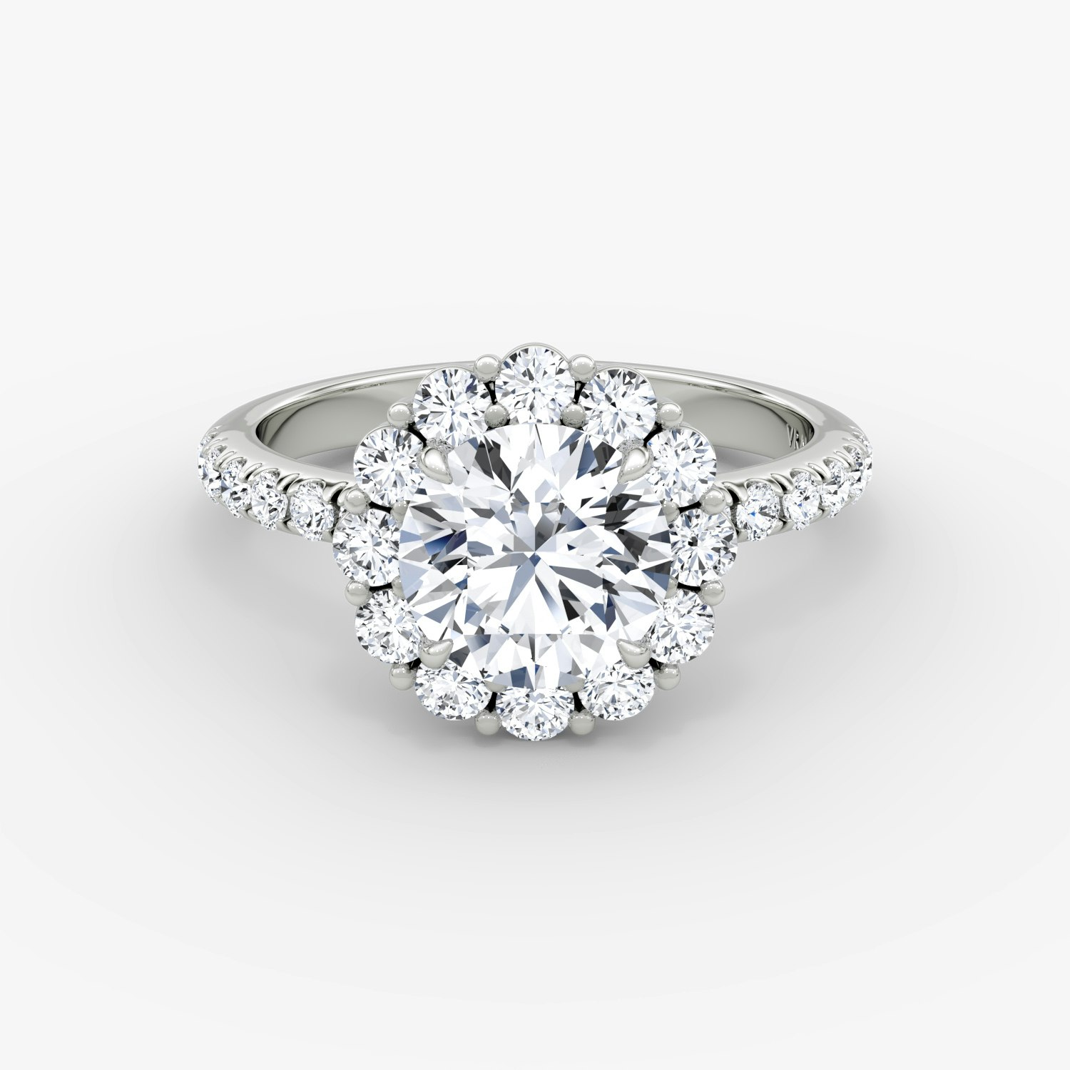 Signature Floral Halo Round Brilliant Engagement Ring | 18k White Gold