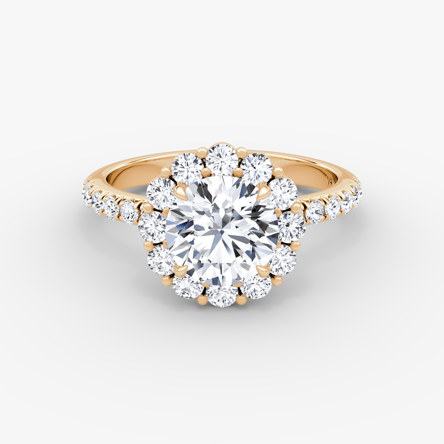 Signature Floral Halo Round Brilliant Engagement Ring | 14k Rose Gold