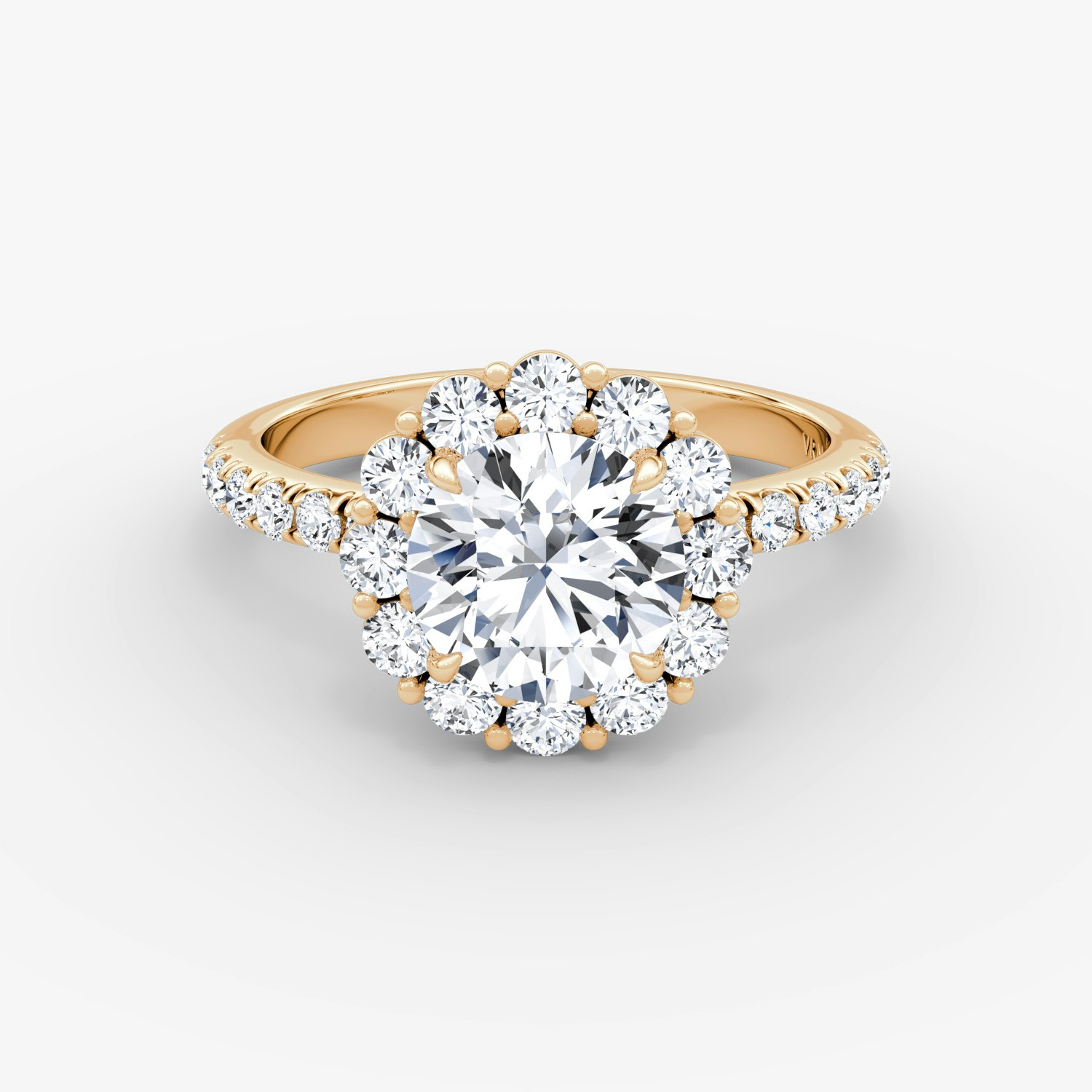 Signature Floral Halo Round Brilliant Engagement Ring | 14k Rose Gold