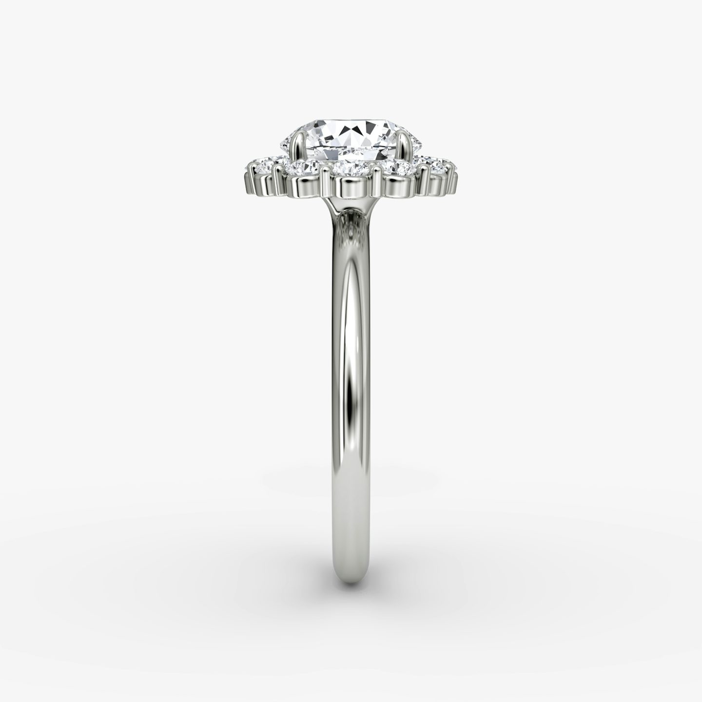 The Signature Floral Halo | Round Brilliant | 18k | 18k White Gold | Band: Plain | Carat weight: See full inventory | Diamond orientation: vertical