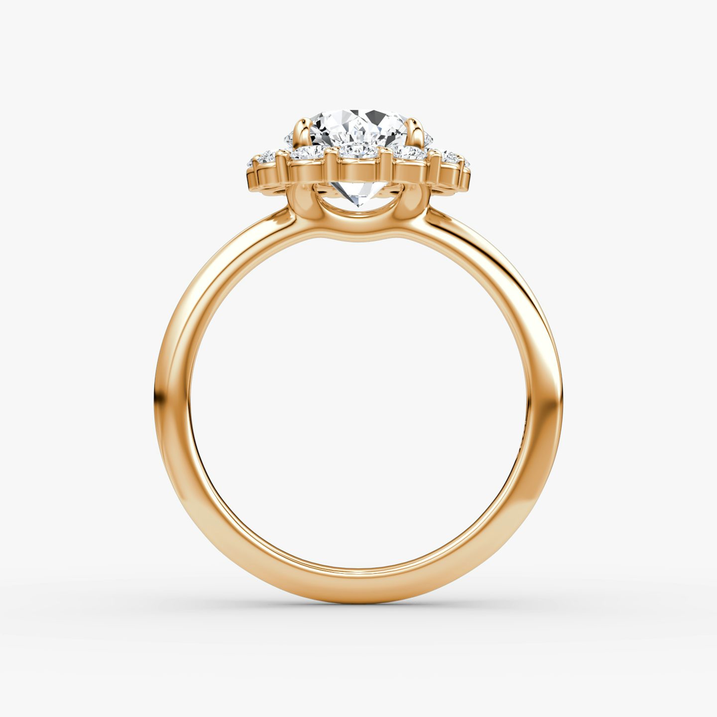 The Signature Floral Halo | Round Brilliant | 14k | 14k Rose Gold | Band: Plain | Carat weight: See full inventory | Diamond orientation: vertical