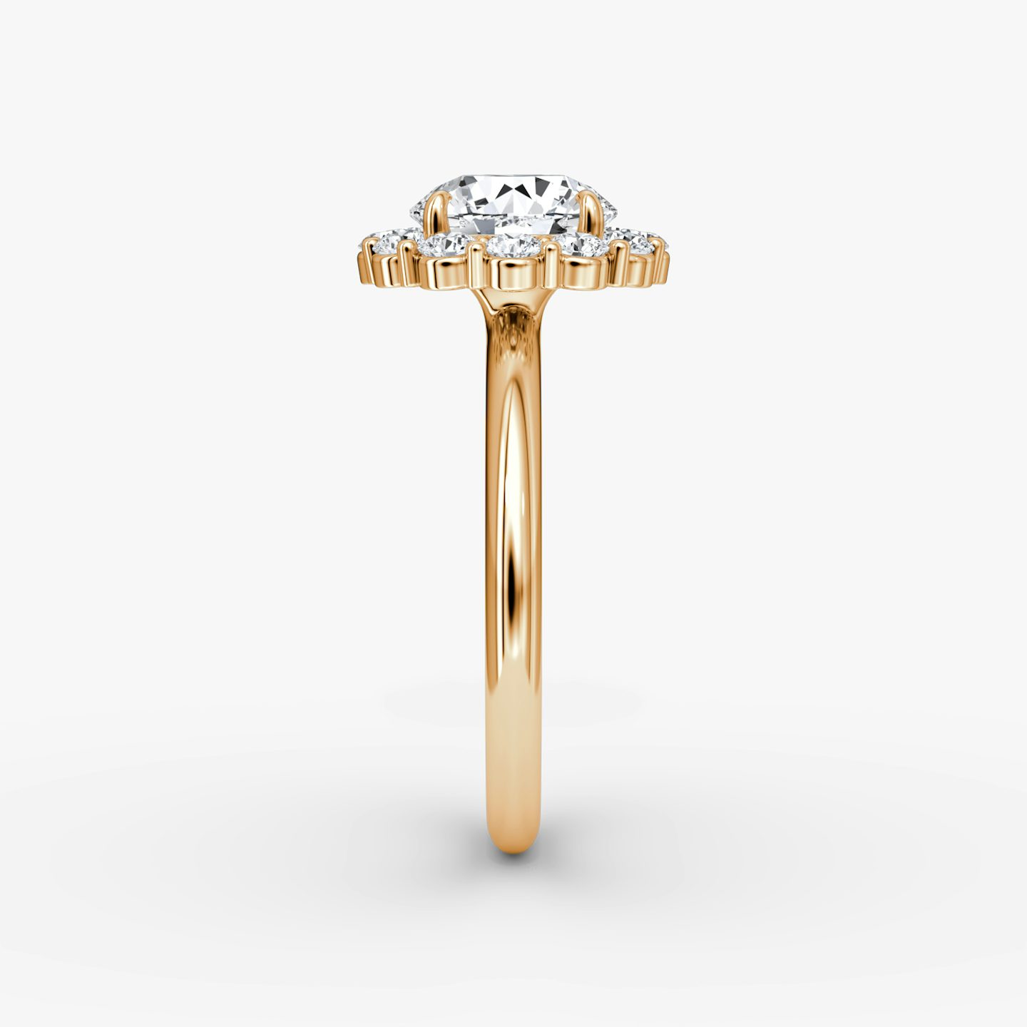 The Signature Floral Halo | Round Brilliant | 14k | 14k Rose Gold | Band: Plain | Carat weight: See full inventory | Diamond orientation: vertical