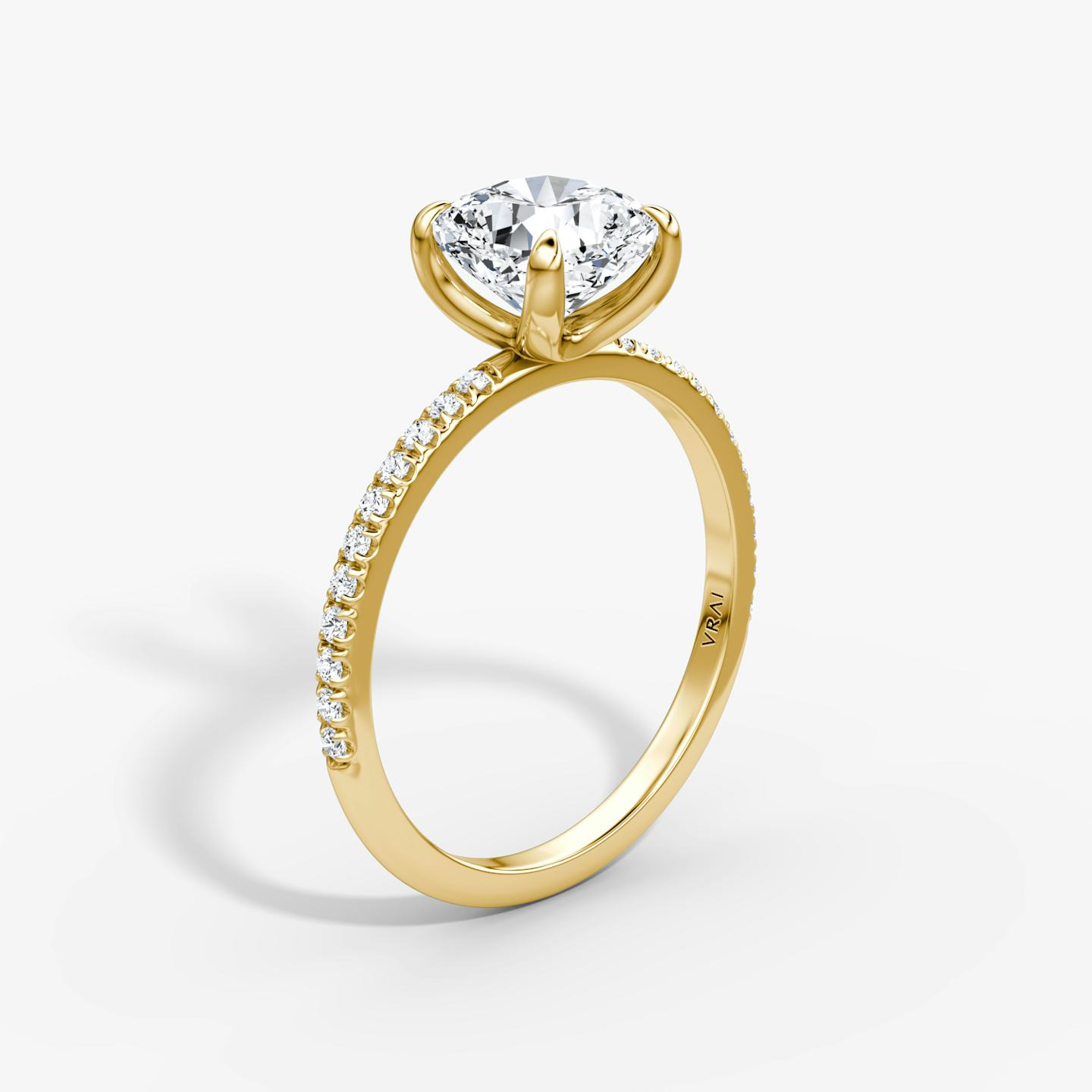 The Classic | Pavé Cushion | 18k | 18k Yellow Gold | Band width: Standard | Band: Pavé | Diamond orientation: vertical | Carat weight: See full inventory