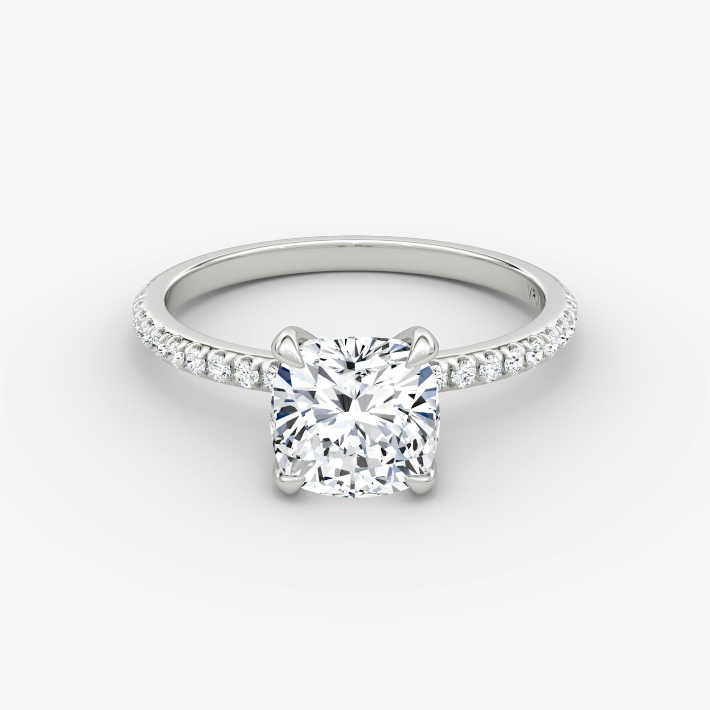 The Classic | Pavé Cushion | 18k | 18k White Gold | Band width: Standard | Band: Pavé | Diamond orientation: vertical | Carat weight: See full inventory
