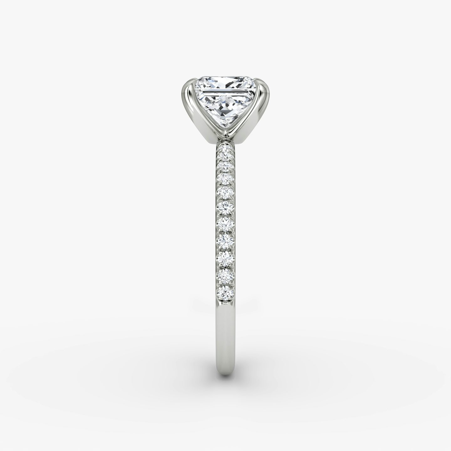 The Classic | Princess | Platinum | Band width: Standard | Band: Pavé | Diamond orientation: vertical | Carat weight: See full inventory