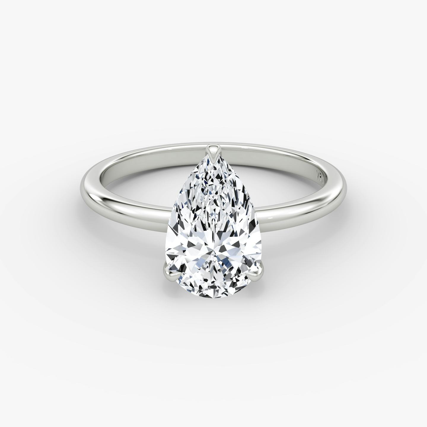 The Classic | Pear | Platinum | Band width: Standard | Band: Plain | Diamond orientation: vertical | Carat weight: See full inventory