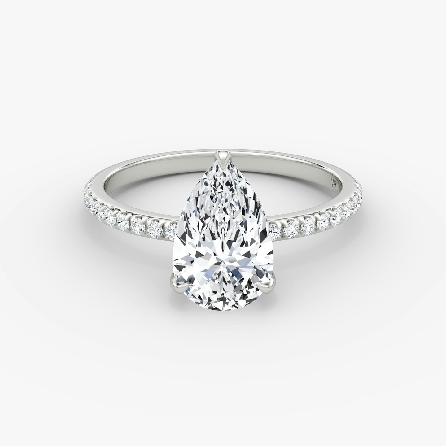 The Classic | Pear | Platinum | Band width: Standard | Band: Pavé | Diamond orientation: vertical | Carat weight: See full inventory