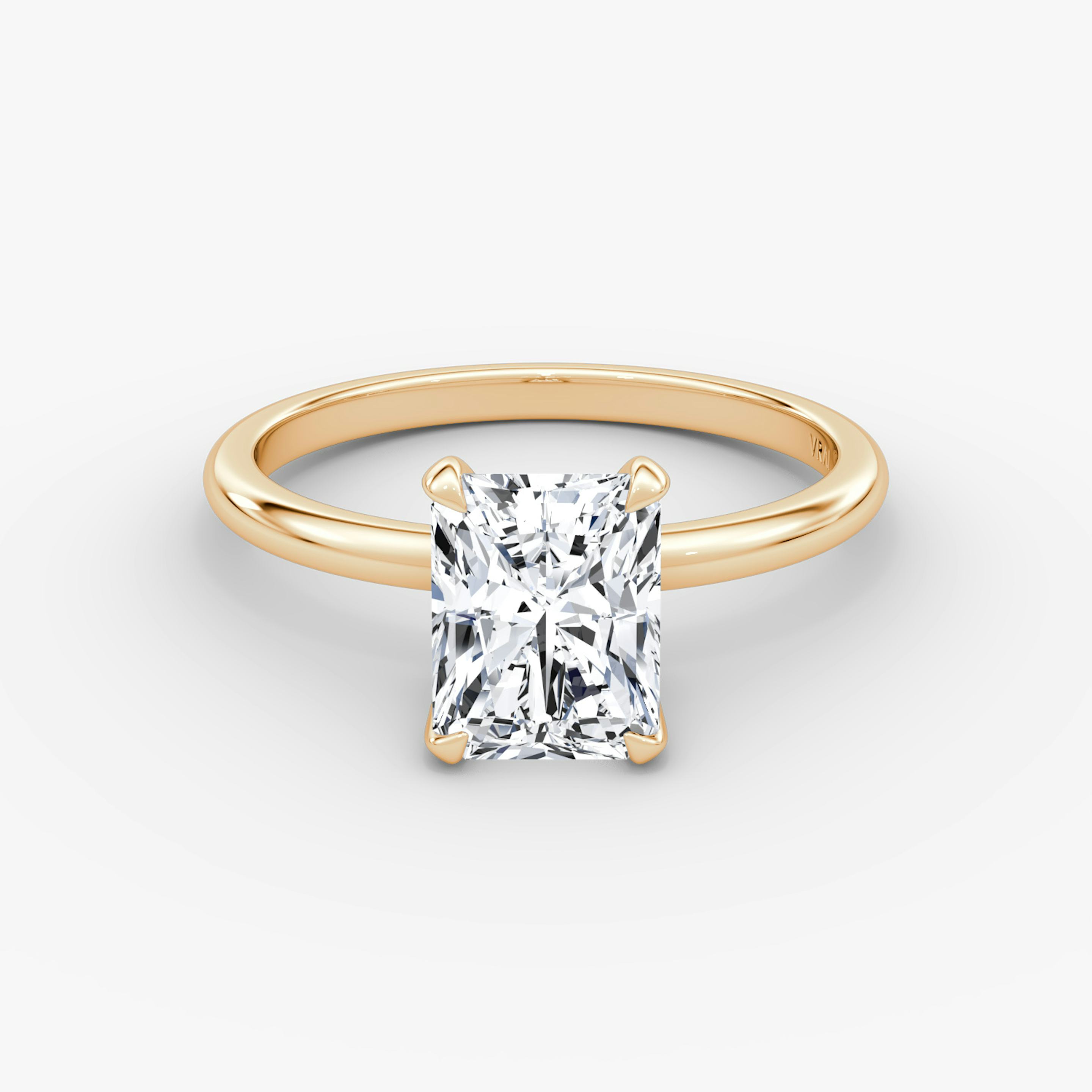 The Classic | Radiant | 14k | 14k Rose Gold | Band width: Standard | Band: Plain | Diamond orientation: vertical | Carat weight: See full inventory