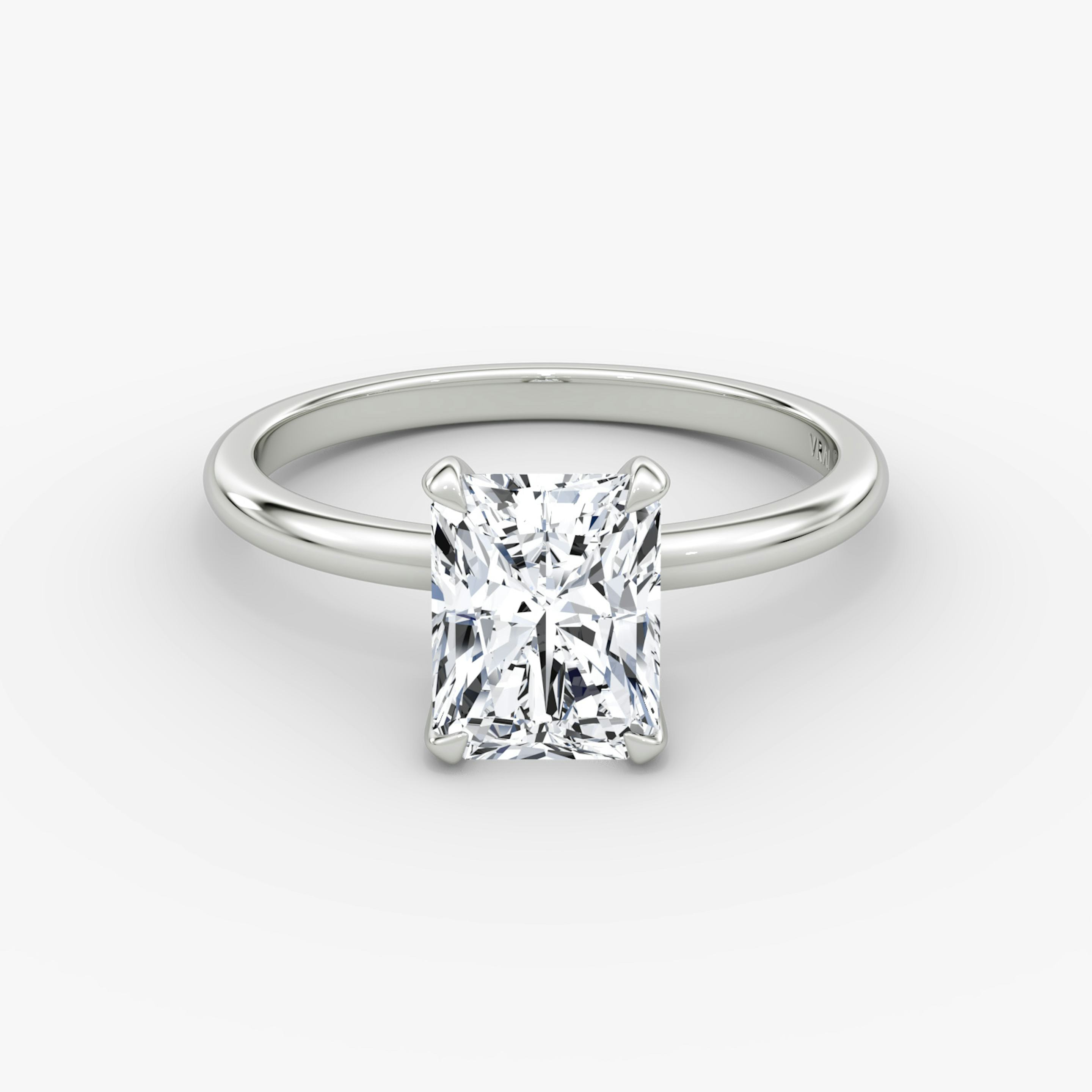 The Classic | Radiant | 18k | 18k White Gold | Band width: Standard | Band: Plain | Diamond orientation: vertical | Carat weight: See full inventory