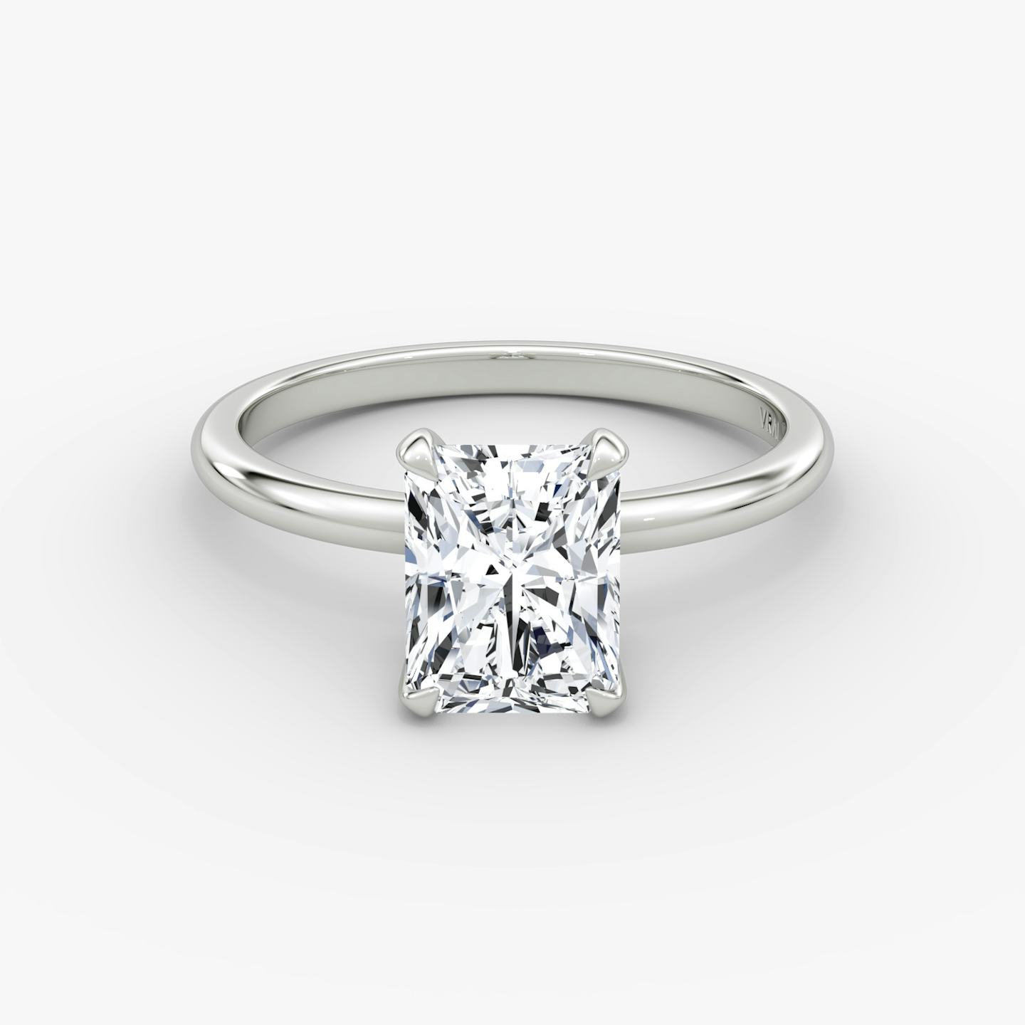 The Classic | Radiant | Platinum | Band width: Standard | Band: Plain | Diamond orientation: vertical | Carat weight: See full inventory