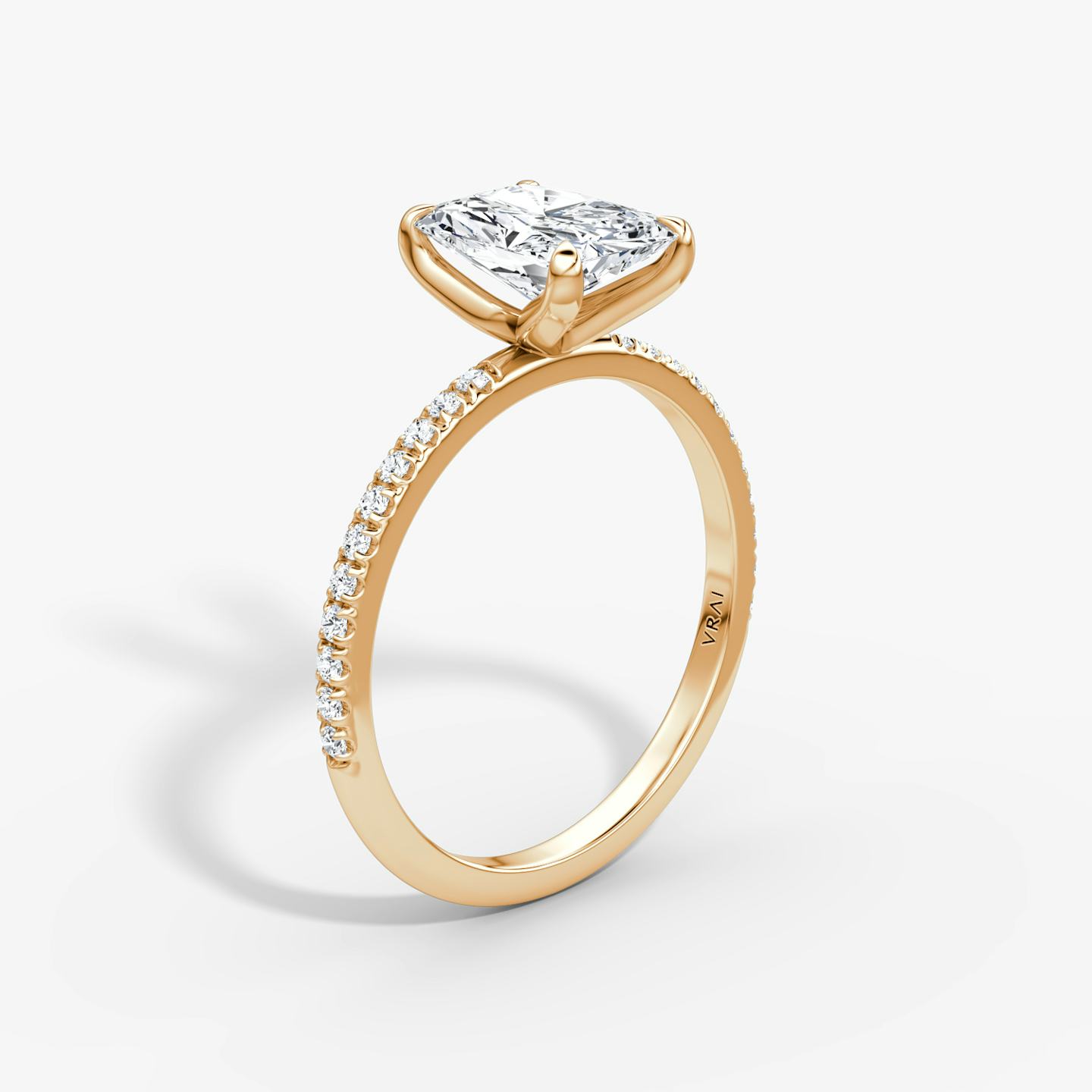 The Classic | Radiant | 14k | 14k Rose Gold | Band width: Standard | Band: Pavé | Diamond orientation: vertical | Carat weight: See full inventory