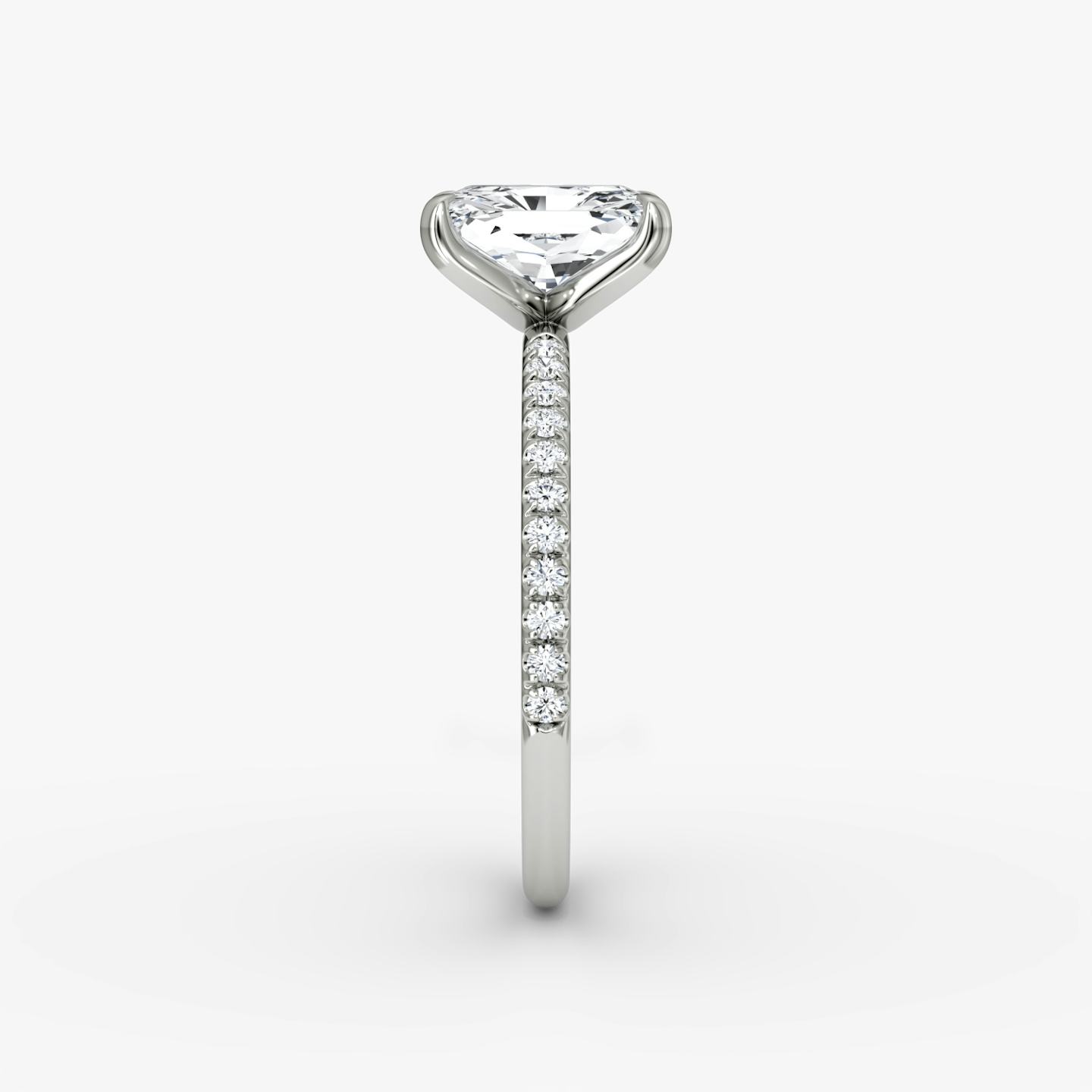 The Classic | Radiant | Platinum | Band width: Standard | Band: Pavé | Diamond orientation: vertical | Carat weight: See full inventory