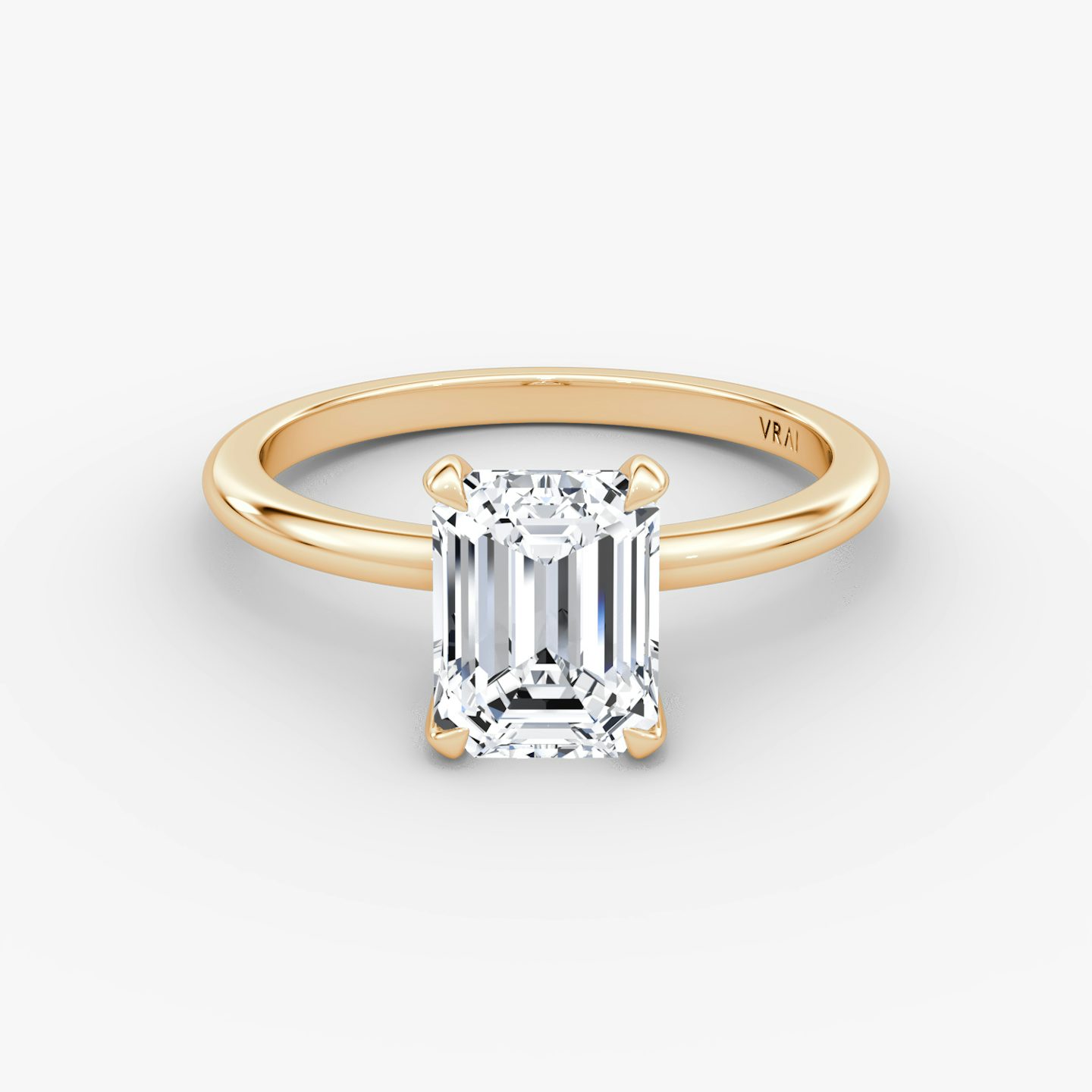 The Classic | Emerald | 14k | 14k Rose Gold | Band width: Standard | Band: Plain | Diamond orientation: vertical | Carat weight: See full inventory