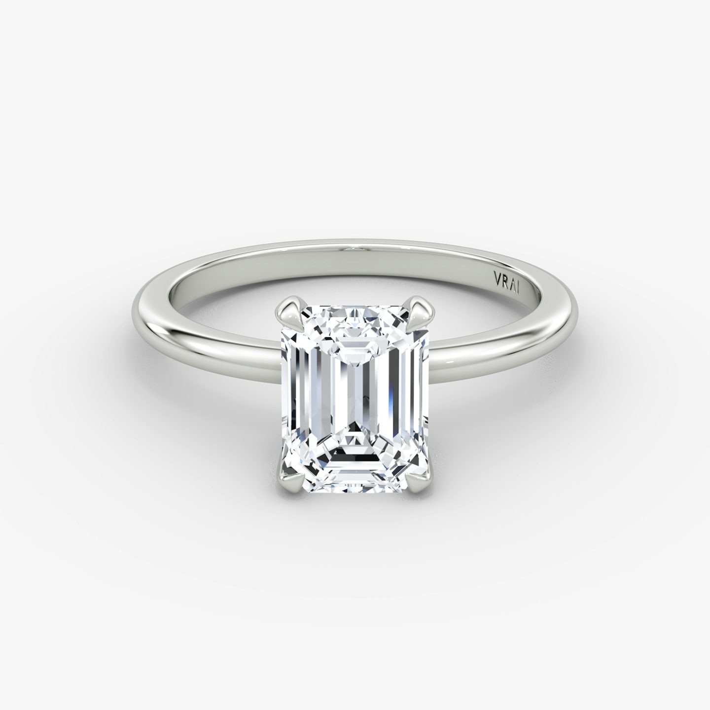 The Classic | Emerald | 18k | 18k White Gold | Band width: Standard | Band: Plain | Diamond orientation: vertical | Carat weight: See full inventory