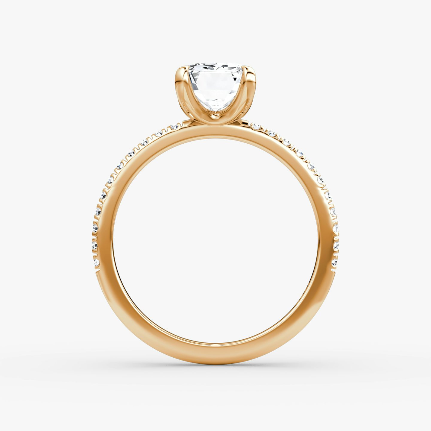 undefined | Emerald | 14k | 14k Rose Gold | Band width: Standard | Band: Pavé | Diamond orientation: vertical | Carat weight: See full inventory