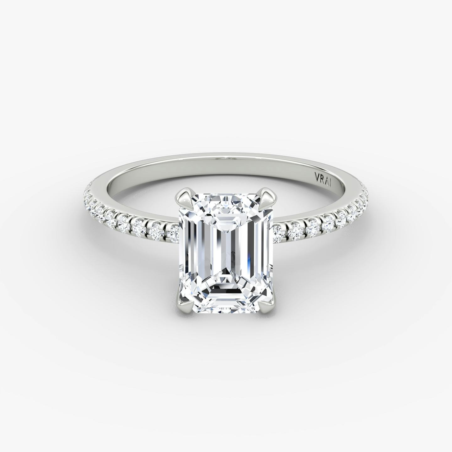 The Classic | Emerald | 18k | 18k White Gold | Band width: Standard | Band: Pavé | Diamond orientation: vertical | Carat weight: See full inventory