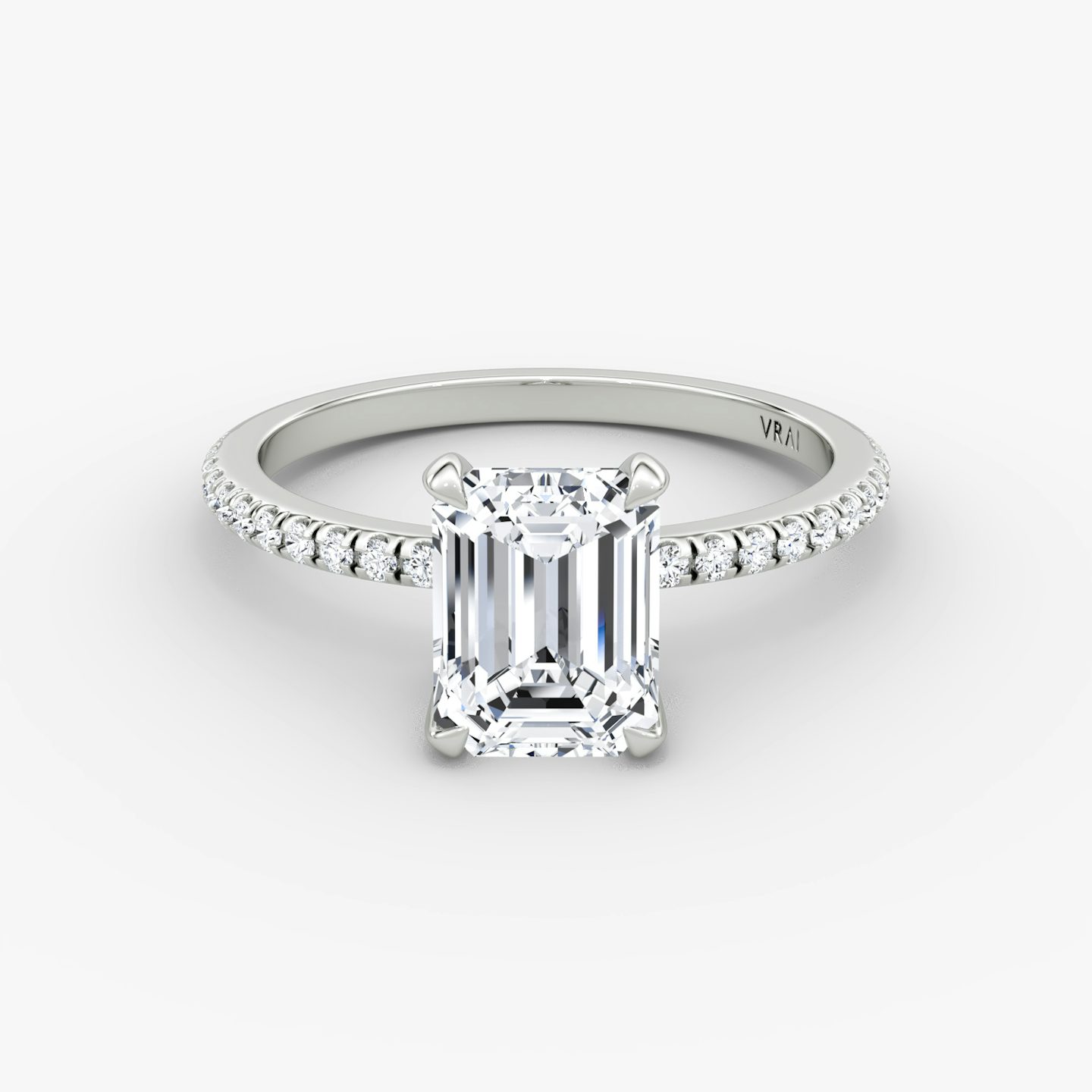 The Classic | Emerald | 18k | 18k White Gold | Band width: Standard | Band: Pavé | Diamond orientation: vertical | Carat weight: See full inventory