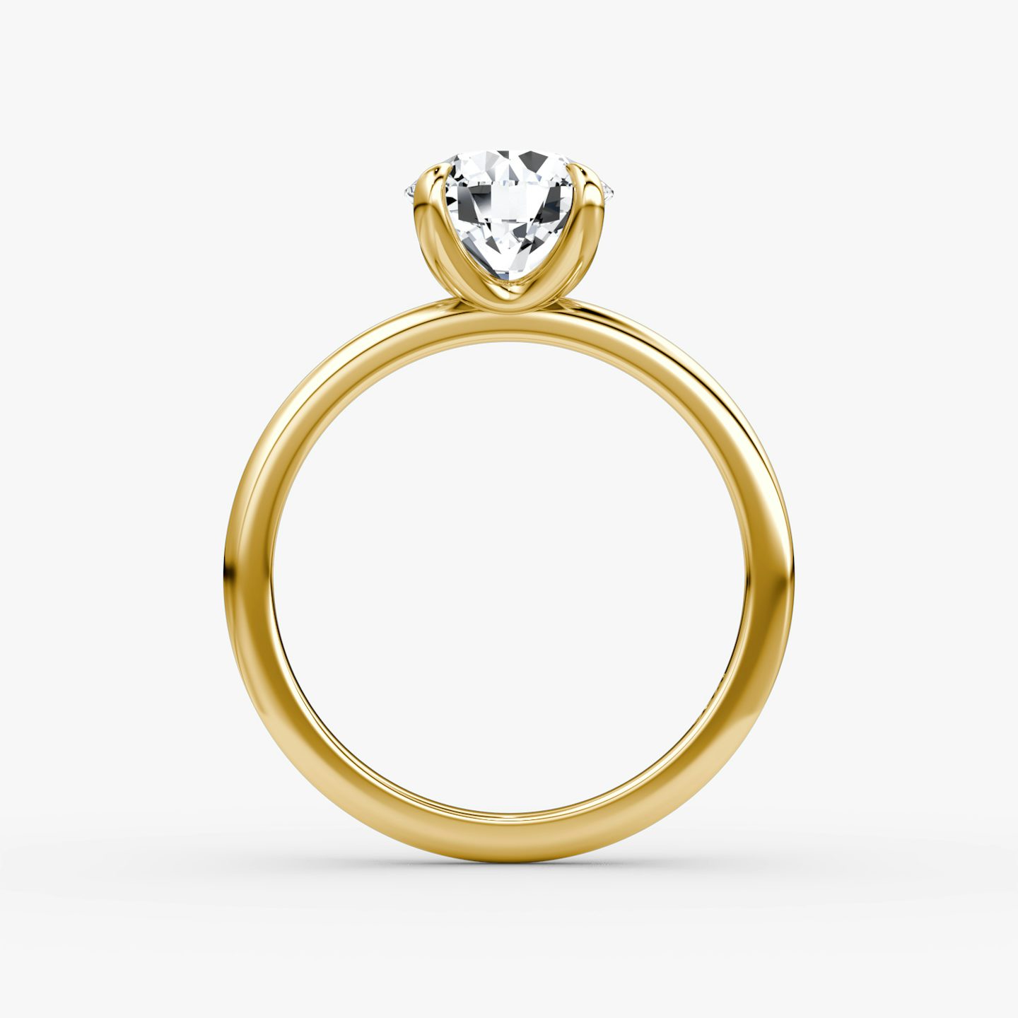 The Classic | Round Brilliant | 18k | 18k Yellow Gold | Band width: Standard | Band: Plain | Carat weight: See full inventory | Diamond orientation: vertical
