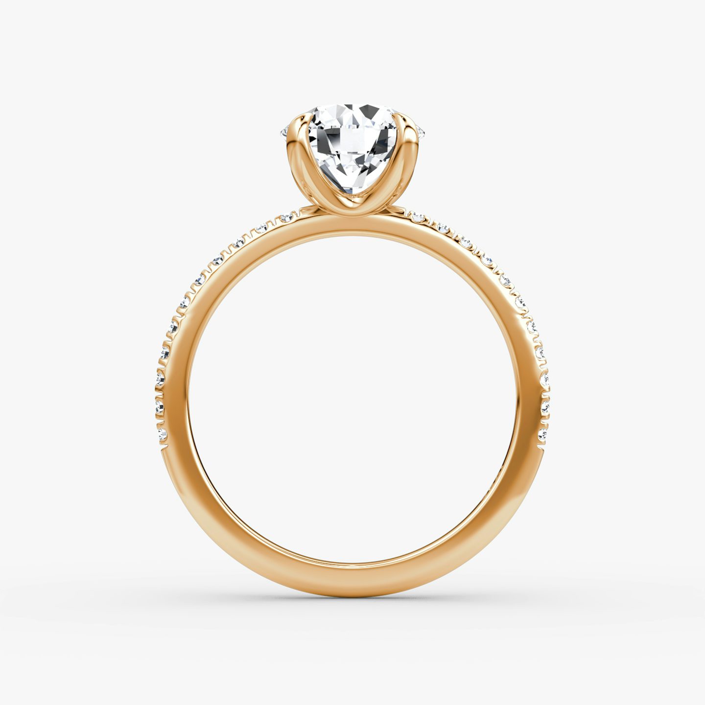 The Classic | Round Brilliant | 14k | 14k Rose Gold | Band width: Standard | Band: Pavé | Carat weight: See full inventory | Diamond orientation: vertical
