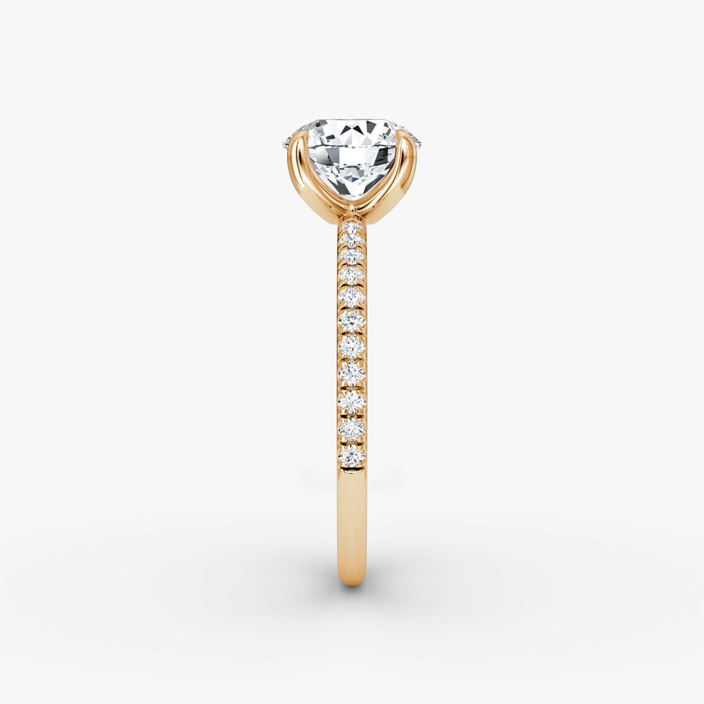 The Classic | Round Brilliant | 14k | 14k Rose Gold | Band width: Standard | Band: Pavé | Carat weight: 1 | Diamond orientation: vertical