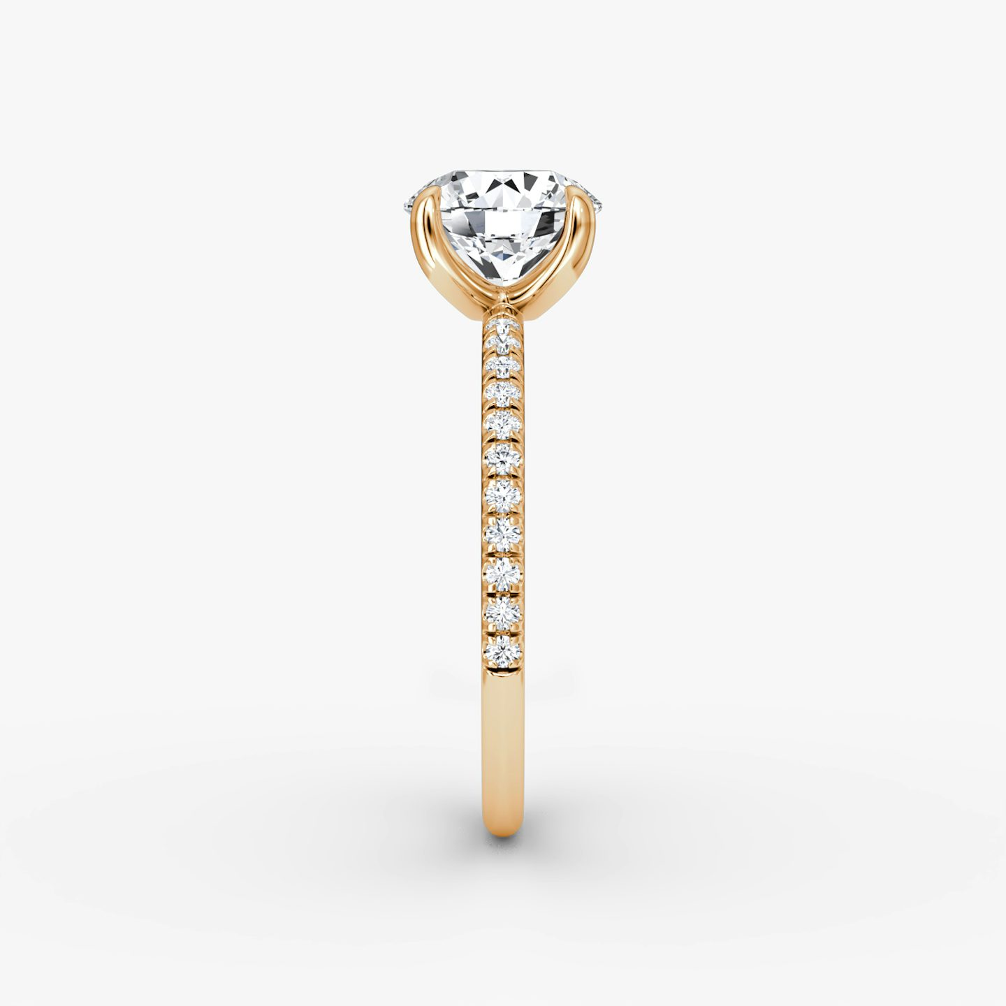 The Classic | Round Brilliant | 14k | 14k Rose Gold | Band width: Standard | Band: Pavé | Carat weight: 2 | Diamond orientation: vertical