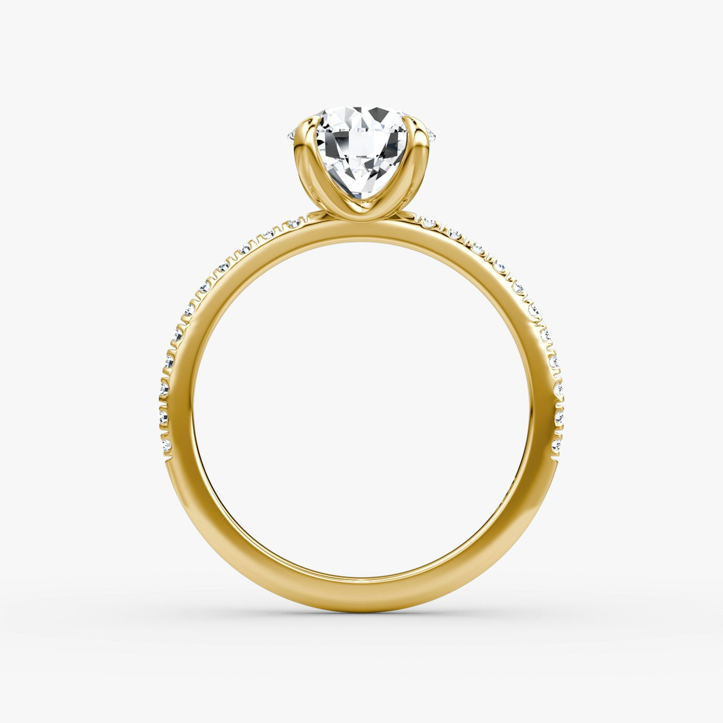 The Classic | Round Brilliant | 18k | 18k Yellow Gold | Band width: Standard | Band: Pavé | Carat weight: 2 | Diamond orientation: vertical