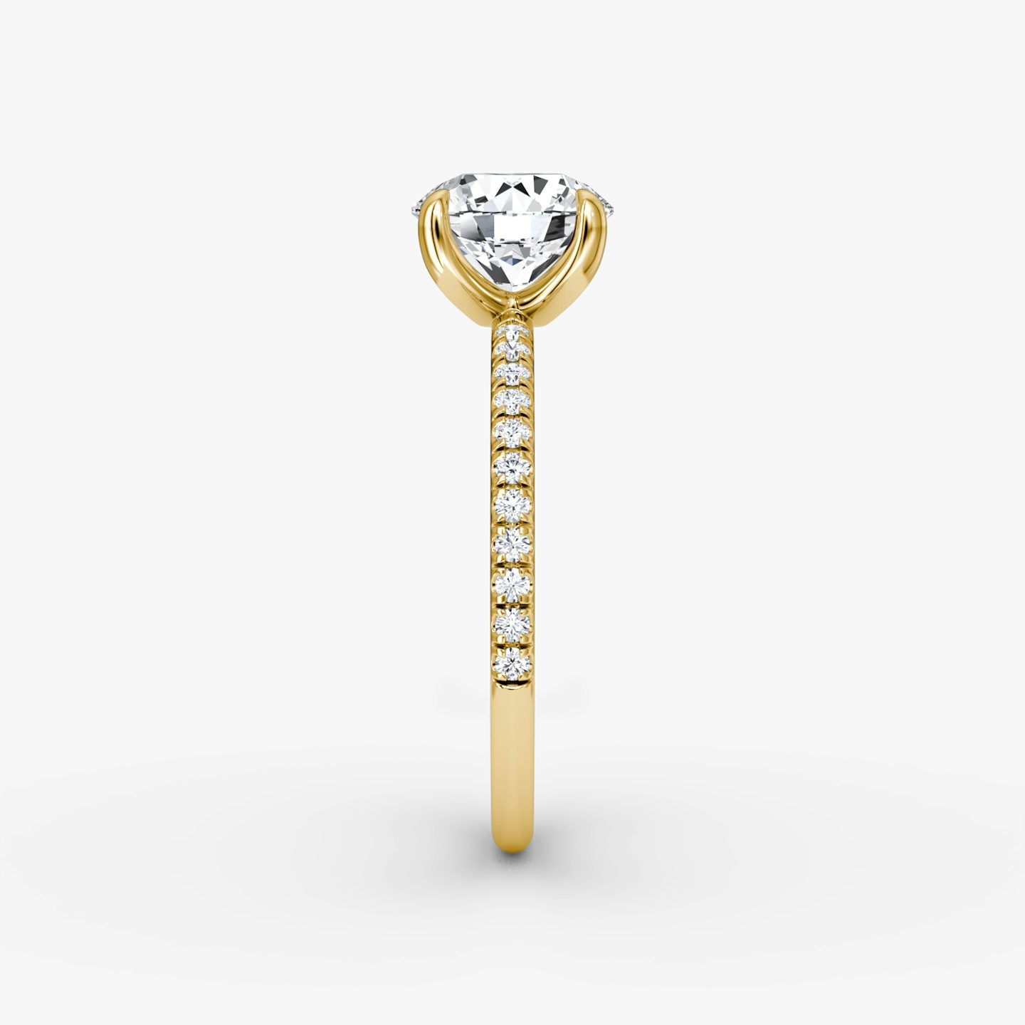 The Classic | Round Brilliant | 18k | 18k Yellow Gold | Band width: Standard | Band: Pavé | Carat weight: 2 | Diamond orientation: vertical