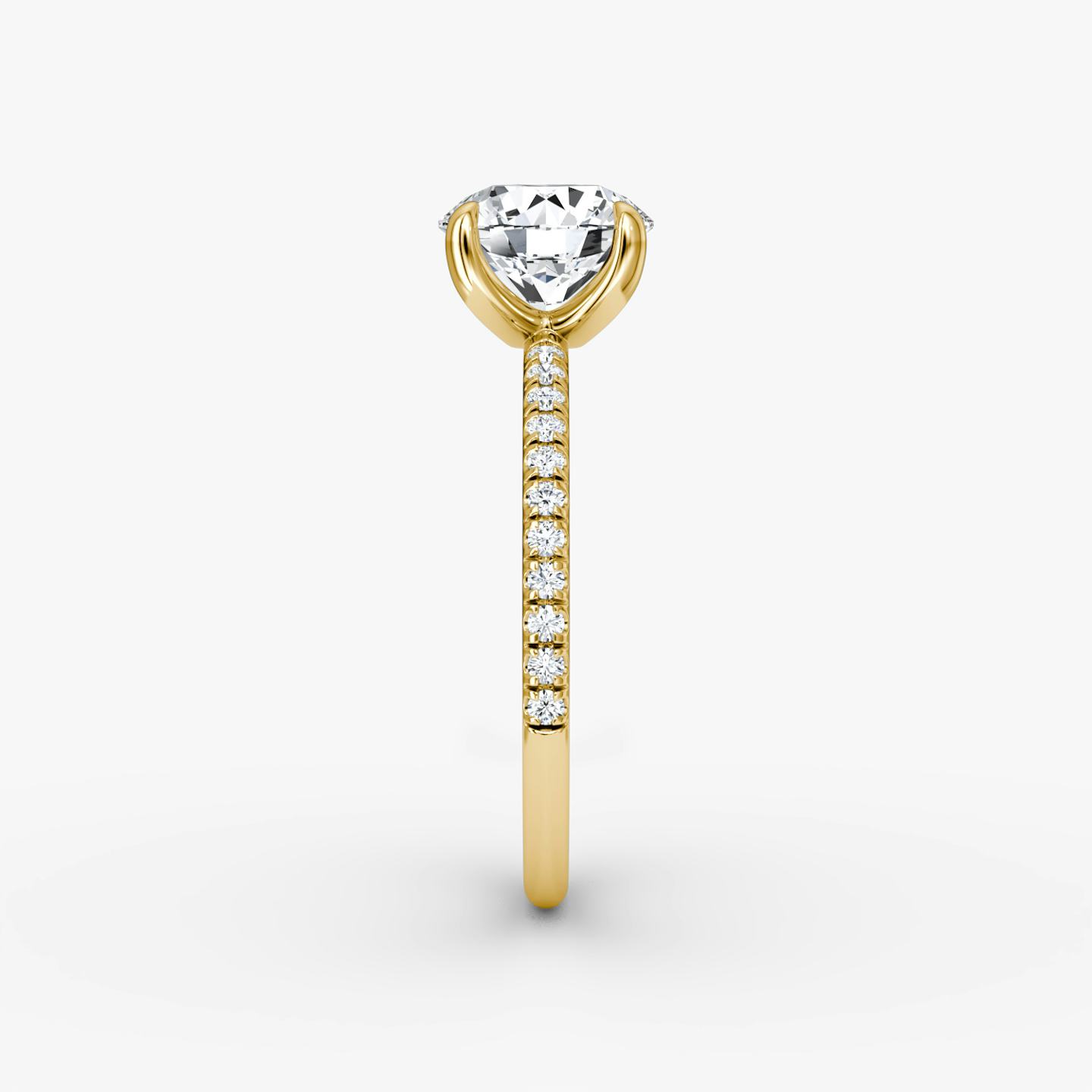The Classic | Round Brilliant | 18k | 18k Yellow Gold | Band width: Standard | Band: Pavé | Carat weight: 1 | Diamond orientation: vertical