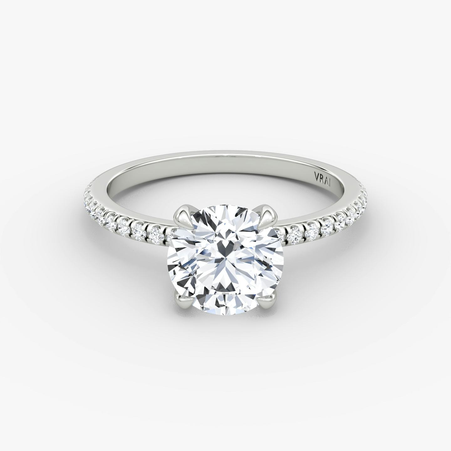 The Classic | Round Brilliant | 18k | 18k White Gold | Band width: Standard | Band: Pavé | Carat weight: See full inventory | Diamond orientation: vertical
