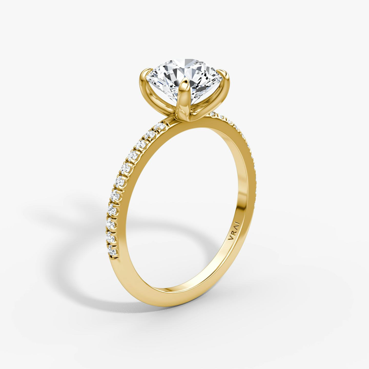 The Classic | Round Brilliant | 18k | 18k Yellow Gold | Band width: Standard | Band: Pavé | Carat weight: 1 | Diamond orientation: vertical