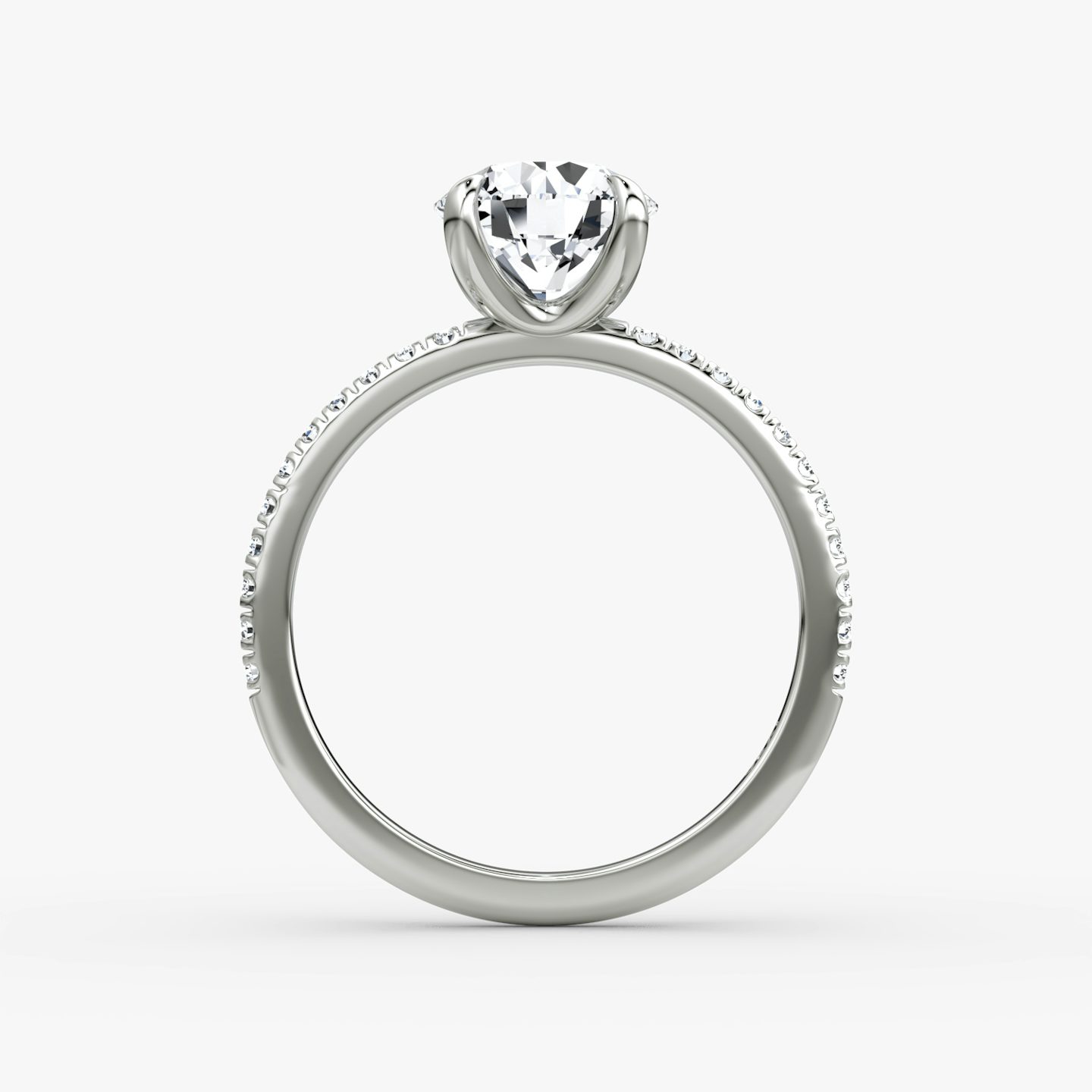 The Classic | Round Brilliant | 18k | 18k White Gold | Band width: Standard | Band: Pavé | Carat weight: See full inventory | Diamond orientation: vertical