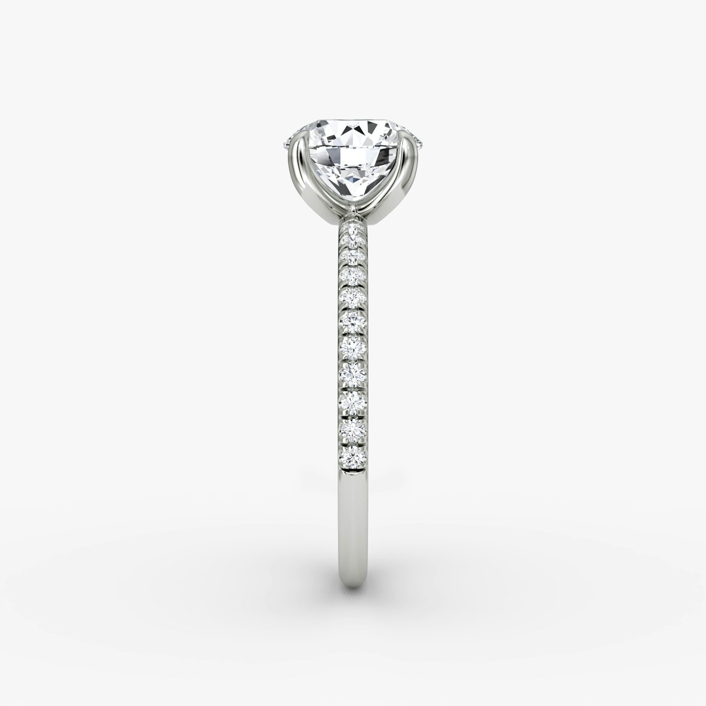 The Classic | Round Brilliant | 18k | 18k White Gold | Band width: Standard | Band: Pavé | Carat weight: 1 | Diamond orientation: vertical