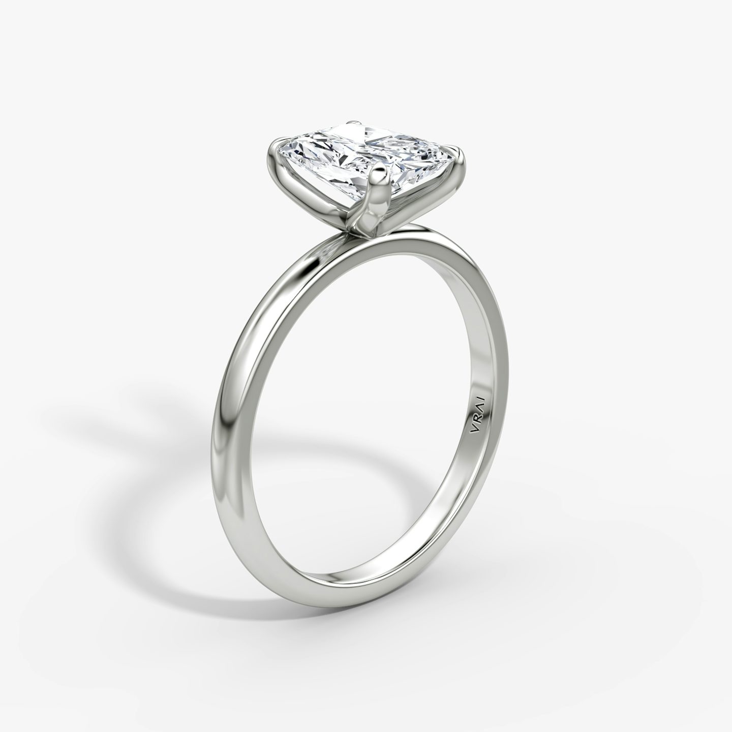 The Classic | Radiant | Platinum | Band width: Large | Band: Plain | Diamond orientation: vertical | Carat weight: See full inventory